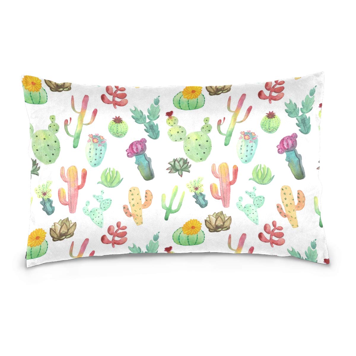 LittleLuck Colorful Vibrant Cactus Succulent Throw Pillow Cover - Decorative Rectangle Cushion Case 20x30 Inch for Sofa, Bed & Home Decor - Perfect for Boho, Desert & Southwest Style Living Rooms