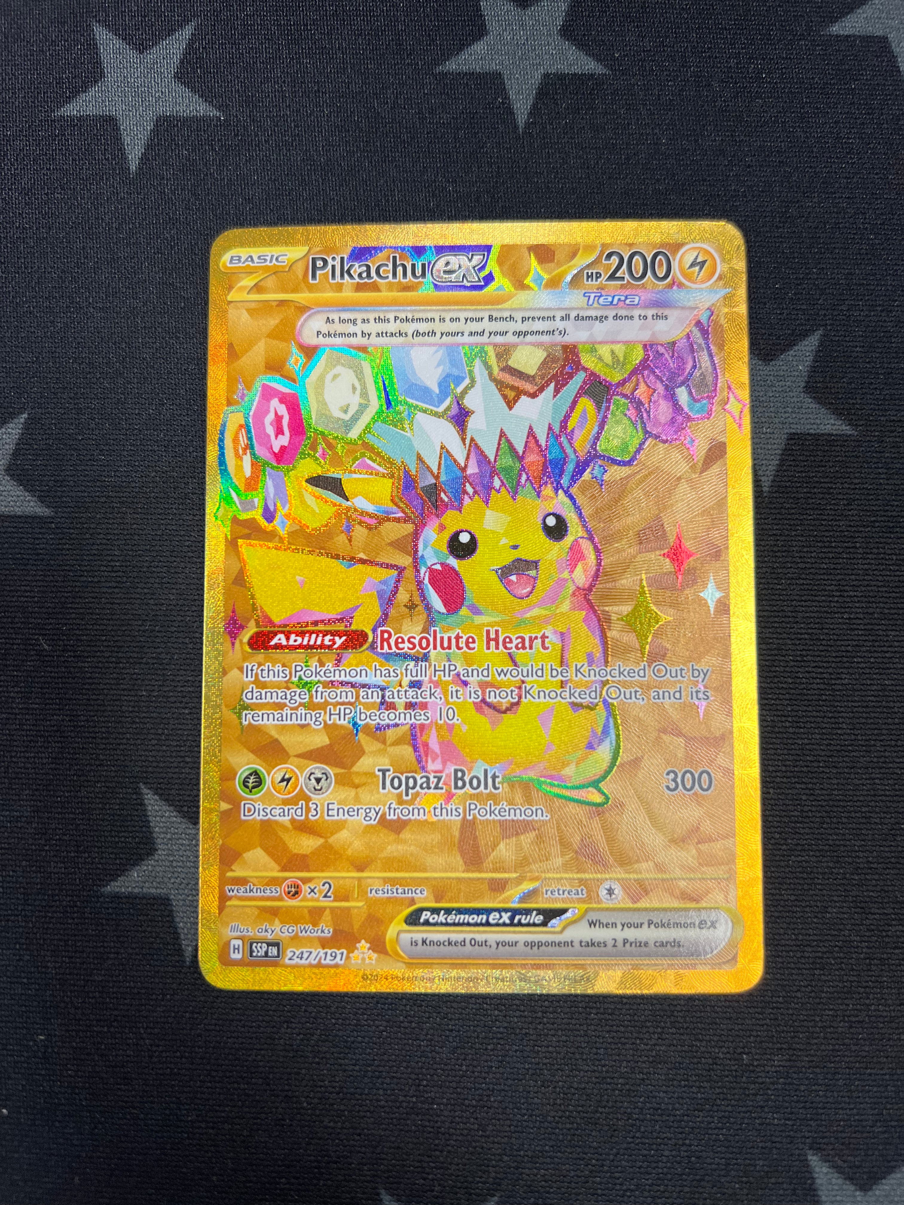 Pikachu EX Surging Spark Ultra Rare Gold 247/191 Pokemon TCG Card - Collectible Trading Card Game for Battles & Display