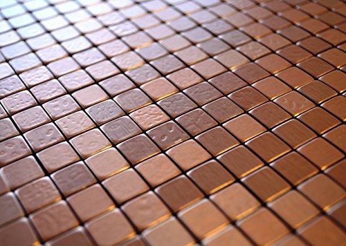 Premium Aluminum Mosaic Tile - Peel & Stick Backsplash for Kitchen & Bathroom - Copper Coin Design - Easy DIY Wall Decor for Accent Walls & Home Renovation Projects