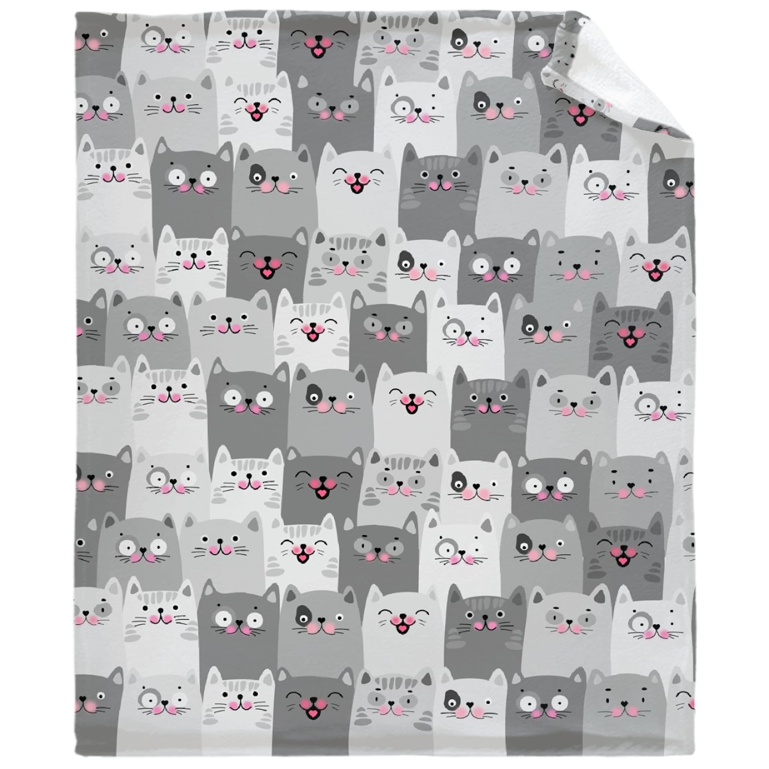 **Soft Flannel Fleece Cat Blanket for Kids & Adults - Lightweight All-Season Throw for Couch, Bed, Chair & Sofa - Kawaii Home Decor (120x90 Inches) - Perfect for Cozy Nights & Pet Lovers**