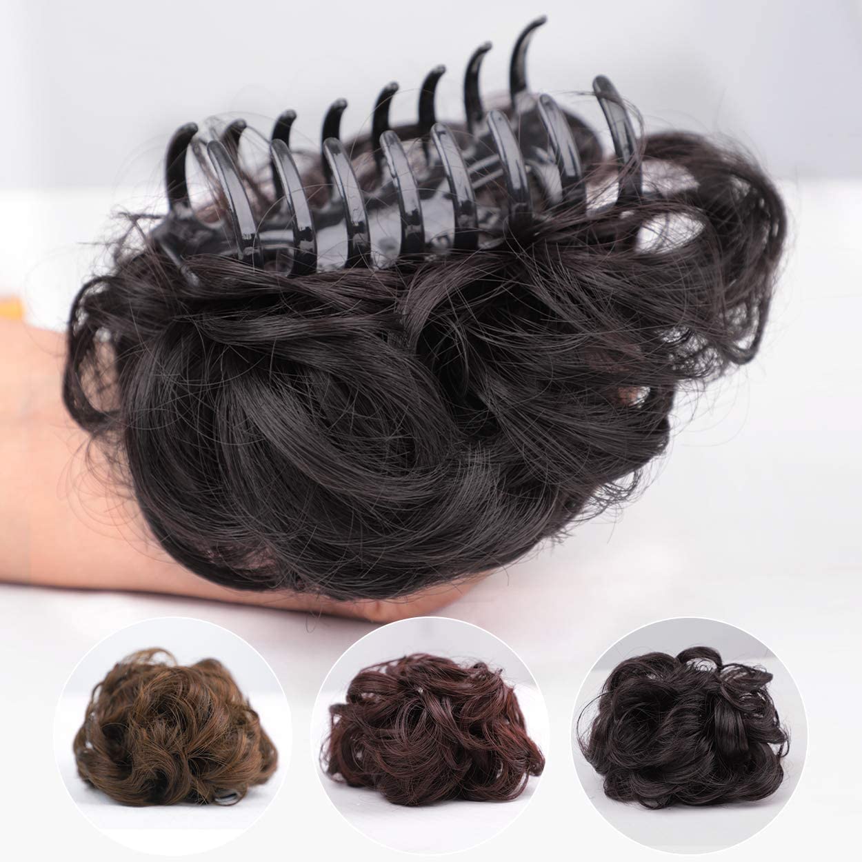 Natural Brown AHS Claw Clip Hair Extension for Women & Girls - Messy Bun Hair Clutch | Perfect for Everyday Wear, Parties & Special Occasions