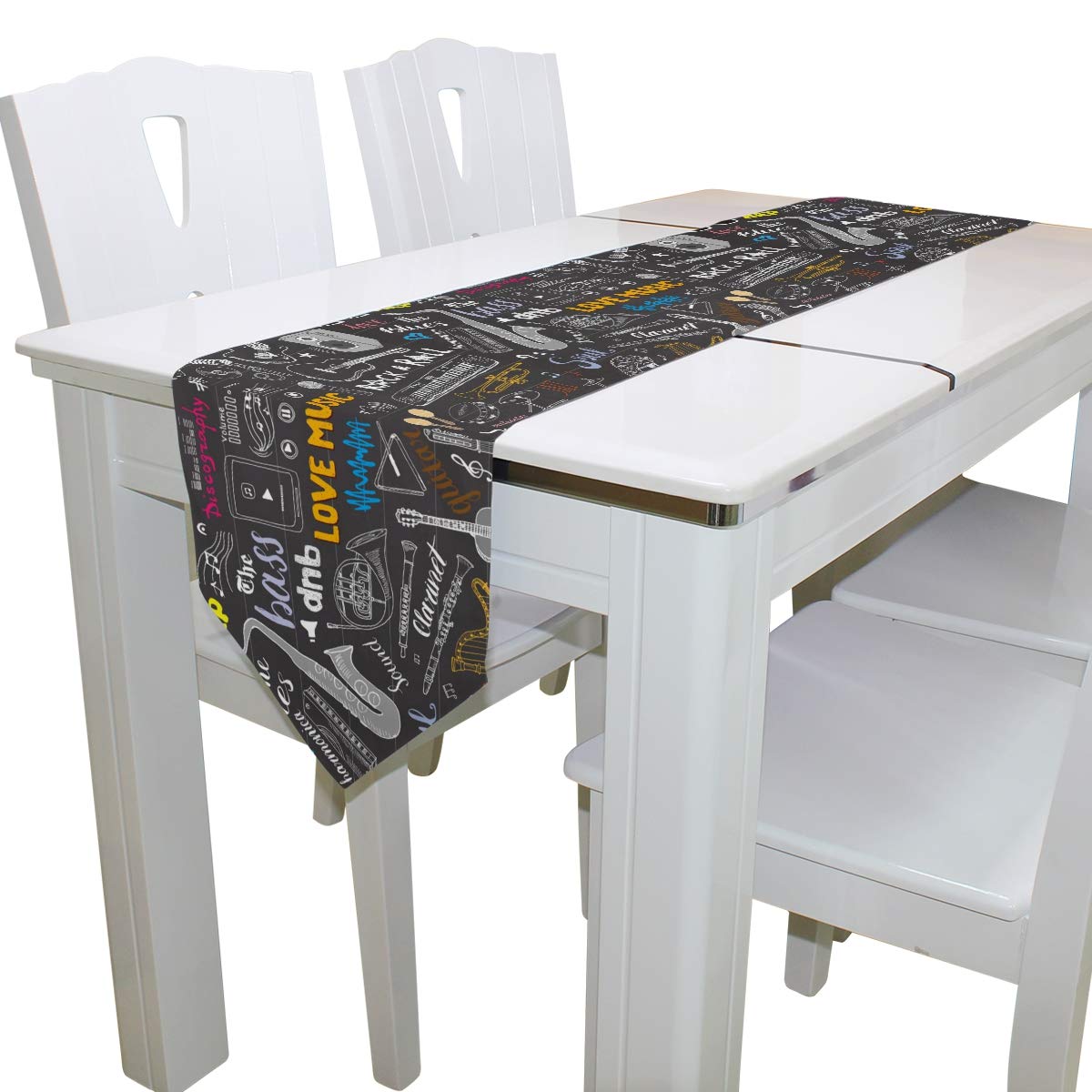 VIKKO Black Guitar Table Runner - Polyester Home Decor for Parties & Dinners