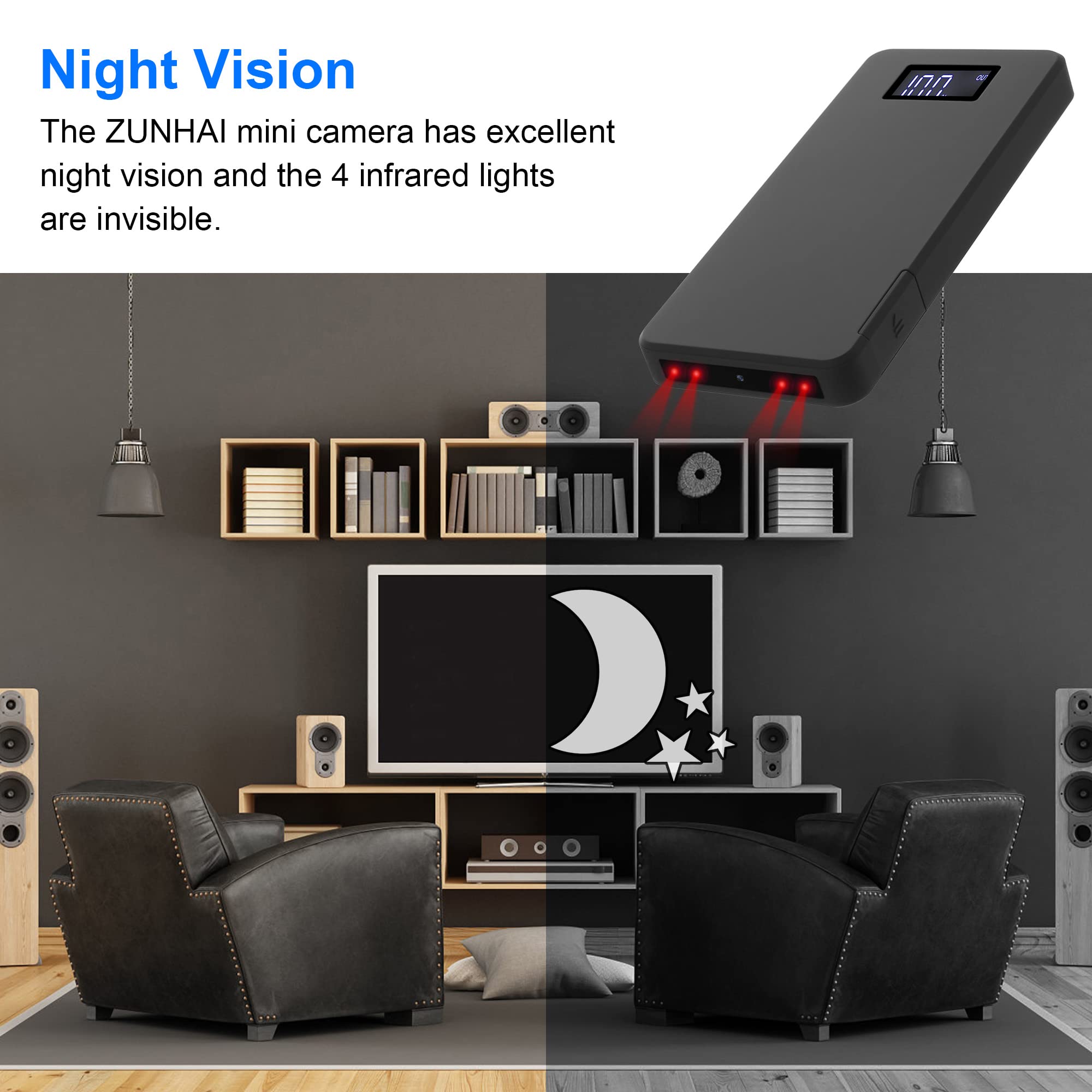 Spy Camera 64GB 10000mAh - HD 1080P Hidden Camera with Motion Detection, Night Vision & Gravity Sensor - Portable Covert Security Cam for Home, Office & Nanny Monitoring - No App Needed