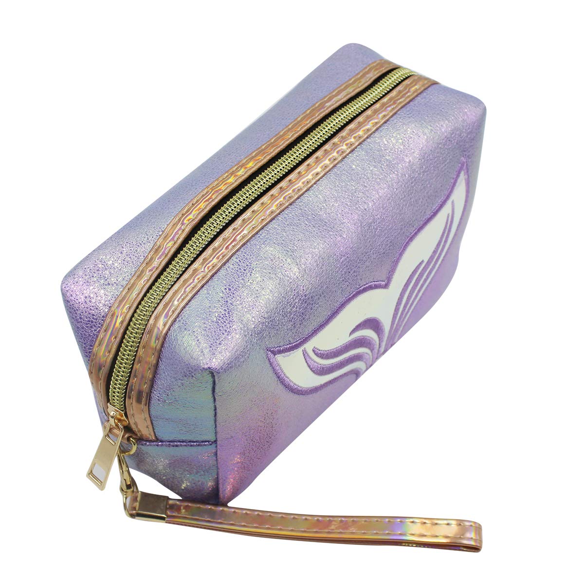 MOSSTYUS Holographic Makeup Bag - Waterproof Cosmetic Organizer for Travel, Mermaid Design Small Toiletry Pouch - Perfect for Girls' Makeup Storage, Gym Essentials & Vacation Accessories