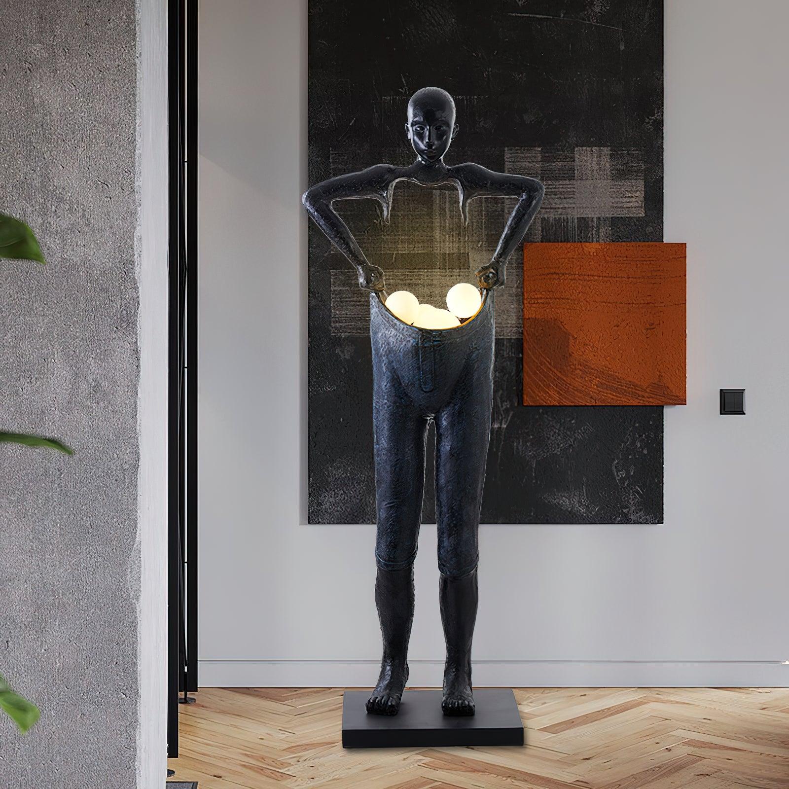 Modern Carrier Sculpture Floor Lamp - Adjustable LED Standing Light for Living Room, Bedroom & Office - Elegant Home Decor Lighting with Remote Control & Dimmable Brightness