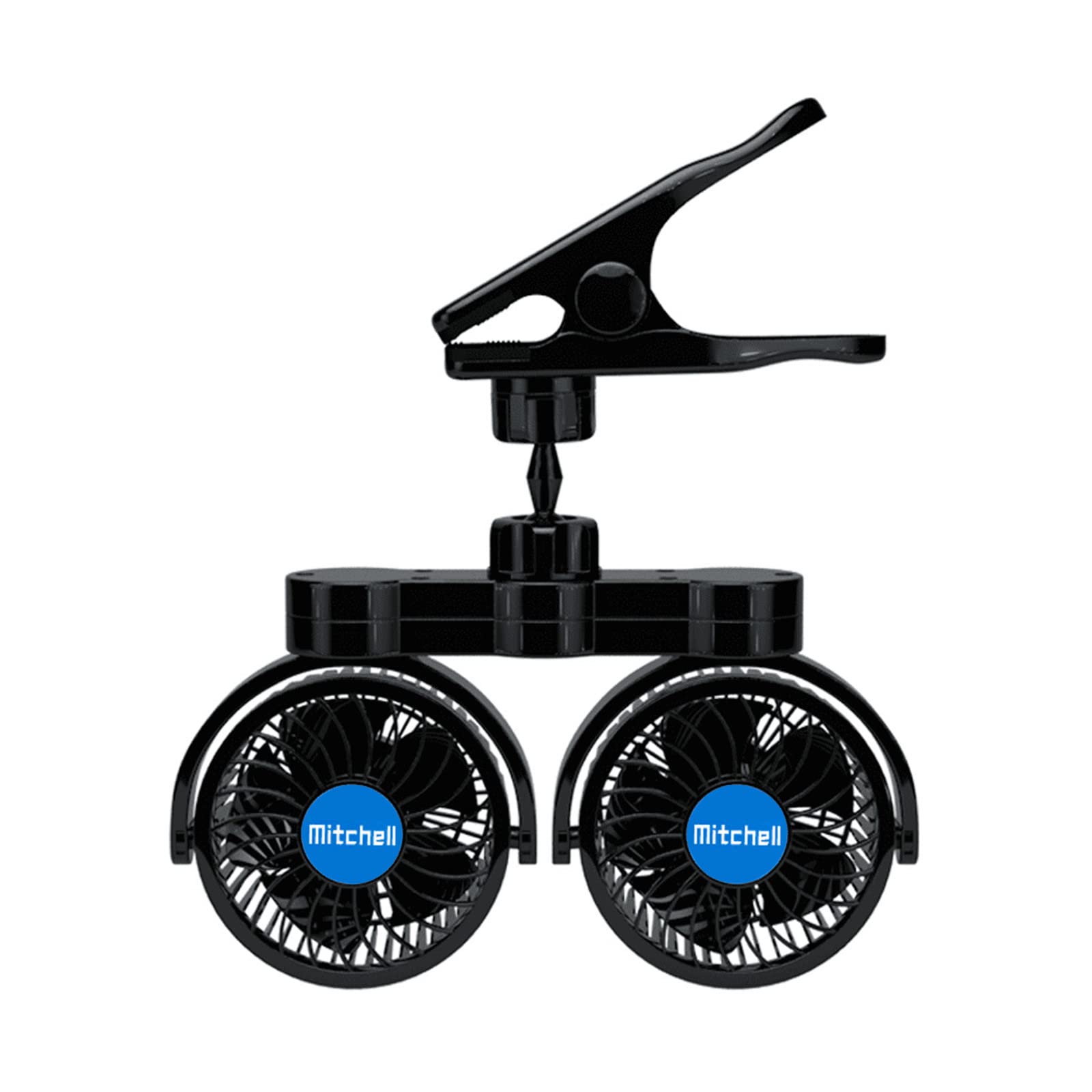 12V Dual Head Car Fan with 360° Rotation - Portable Auto Fan with Cigarette Lighter Plug, 2-Speed & Stepless Adjustable - Perfect for Road Trips, Camping & Hot Summer Days