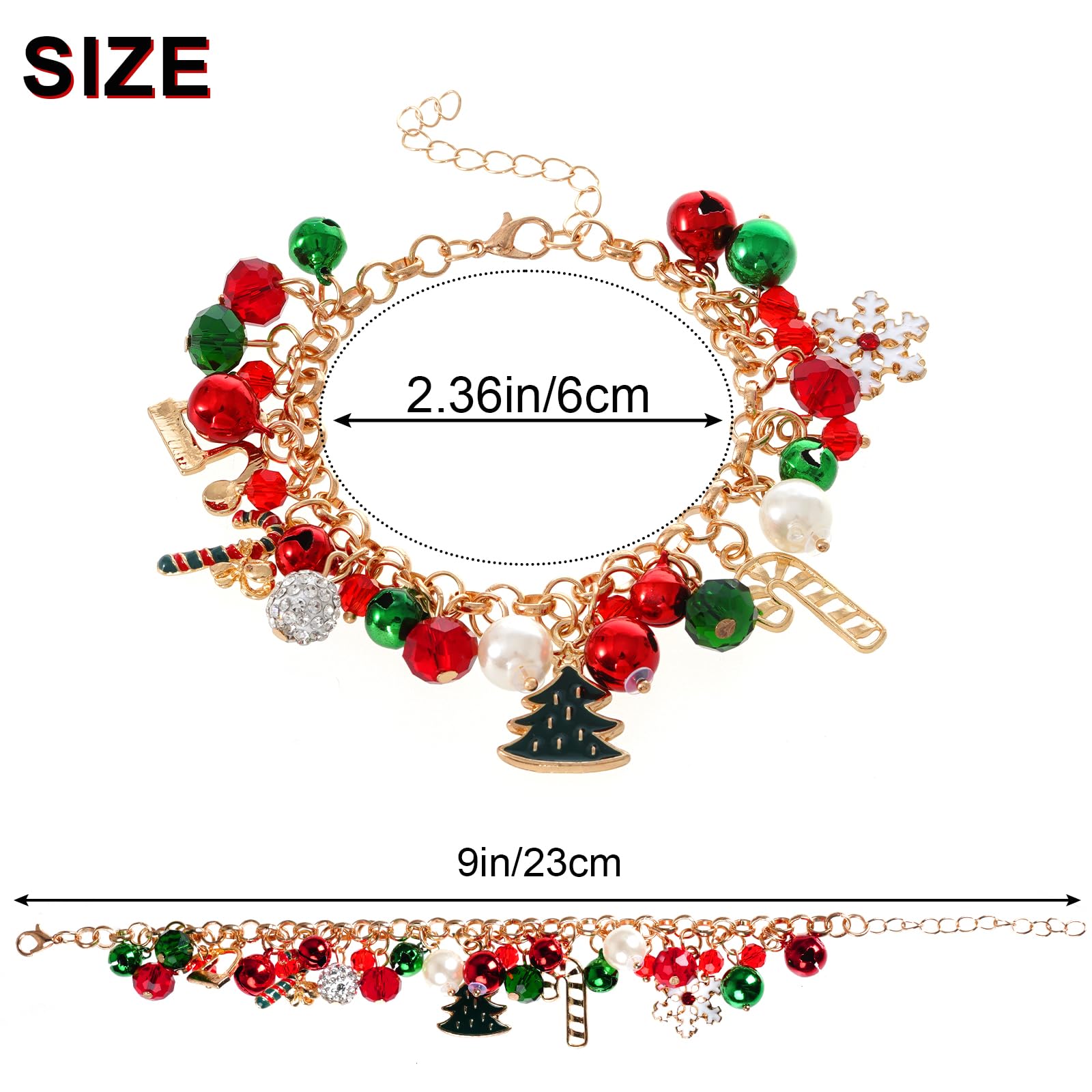 Lystaii Christmas Charm Bracelets for Women - Adjustable Link Bracelet with Festive Bells | Perfect Holiday Gift for Christmas Parties & Festive Occasions