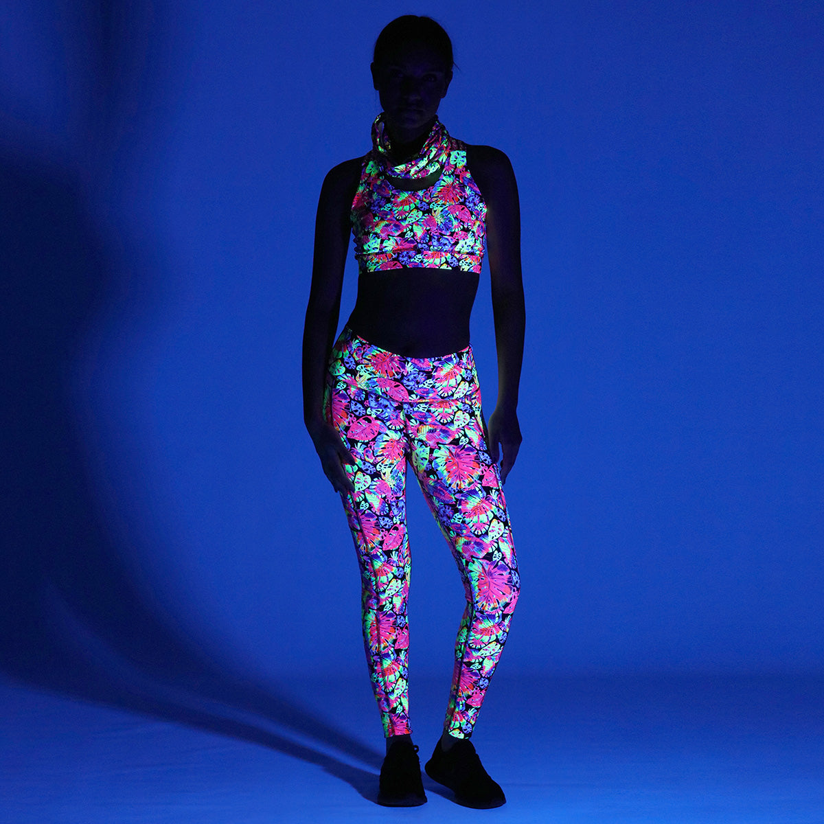 Summer Palm Print Leggings - Women's High Waisted Yoga Pants for Workout, Running & Beach Vacation | Trendy Tropical Design