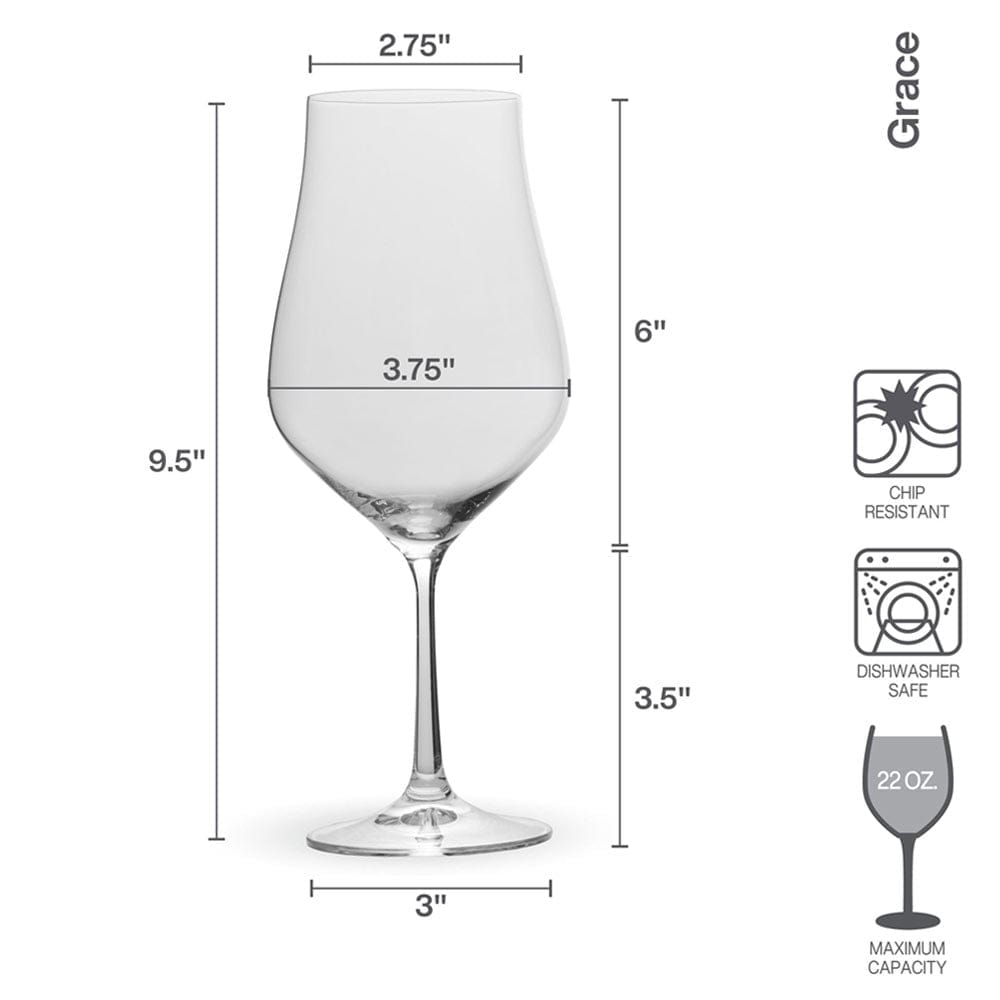 Grace Set of 4 Premium Bordeaux Red Wine Glasses - Elegant Crystal Stemware for Cabernet, Merlot & Fine Wines - Perfect for Dinner Parties, Wine Tasting & Romantic Evenings