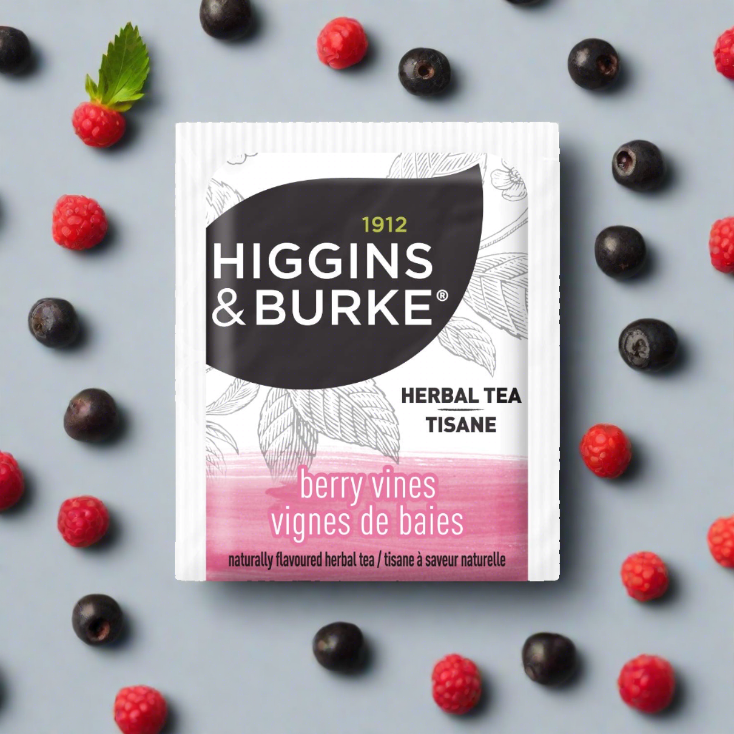 Higgins & Burke Berry Vines Herbal Tea Bags - 20 Count | Caffeine-Free Fruit Infusion for Relaxation & Wellness | Perfect for Afternoon Tea, Office Break or Gift Giving