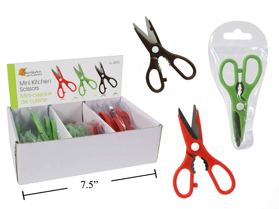 LUCIANO GOURMET Mini Kitchen Scissors - Stainless Steel Sharp Blades for Cutting Herbs, Spices, Nuts - Perfect for Cooking, Baking & Food Prep