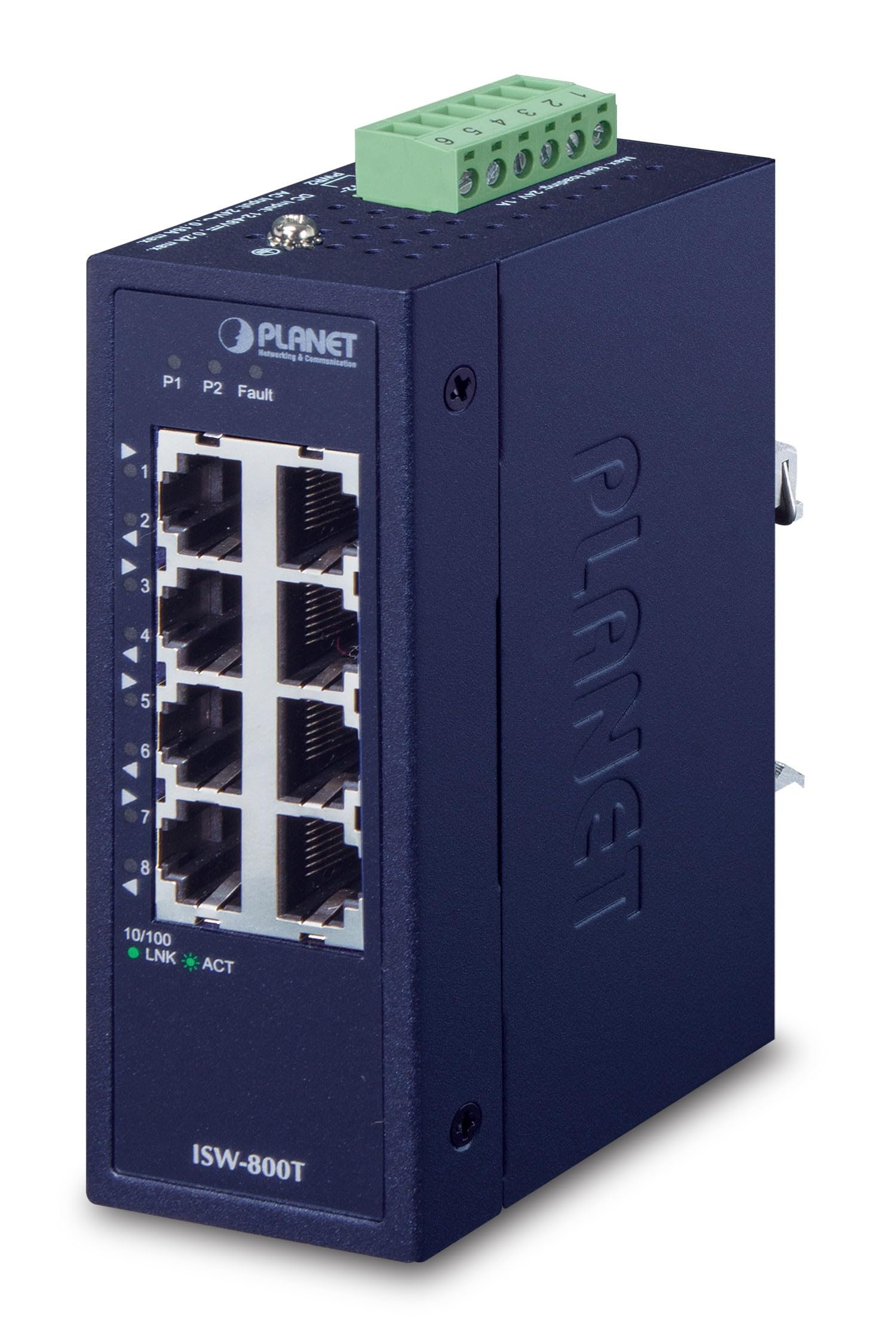 IP30 Compact 8-Port 10/100TX Fast Ethernet Switch - ISW-800T with Wide Temperature Range (-40~75°C) for Home Office & Industrial Networking