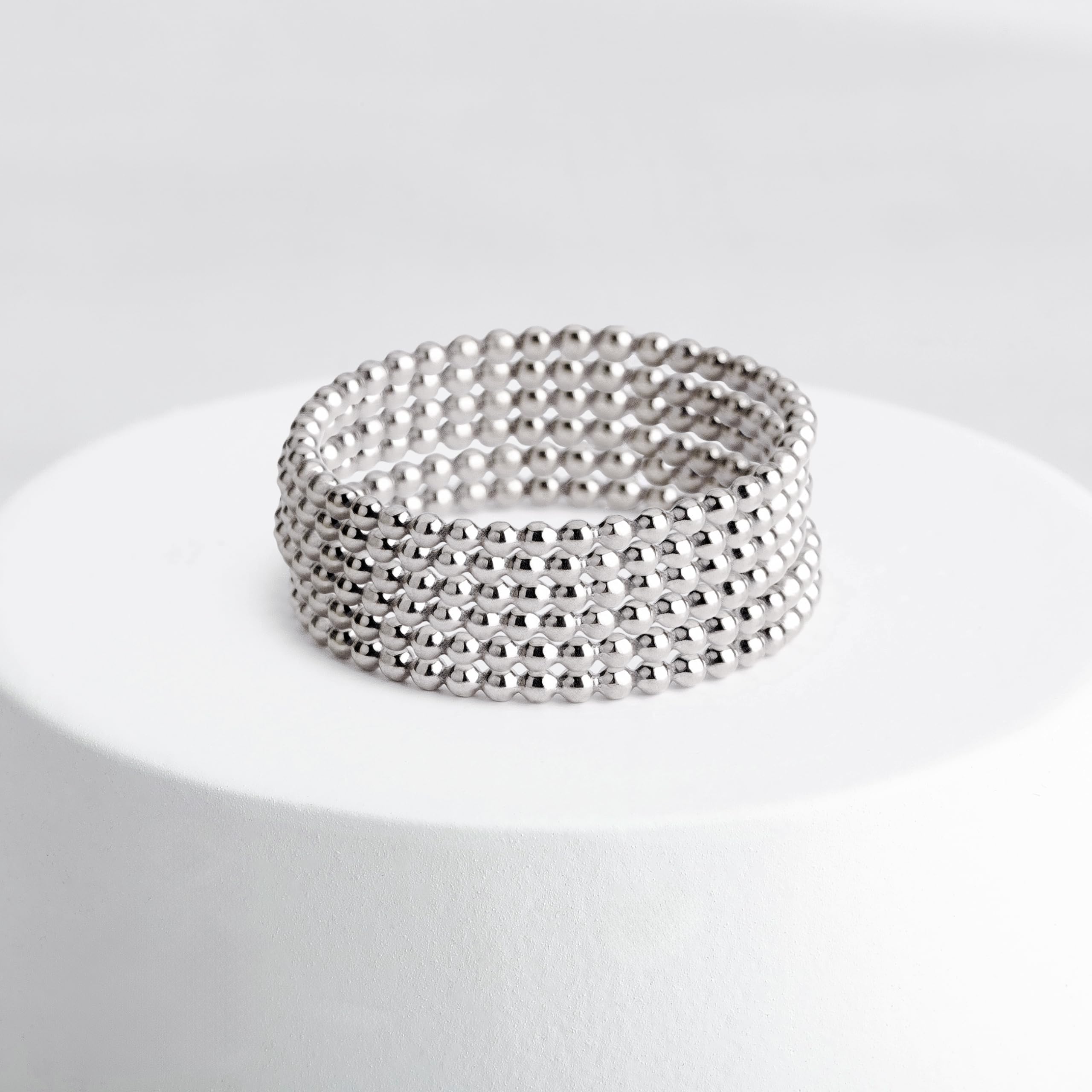 Dot Stacking Ring - Sterling Silver, Gold, or Rose Gold Dotted Beaded Stackable Band - Thin Skinny Midi Ring for Women - Size 2-12 (US) - Perfect for Everyday Wear, Layering & Gift Giving