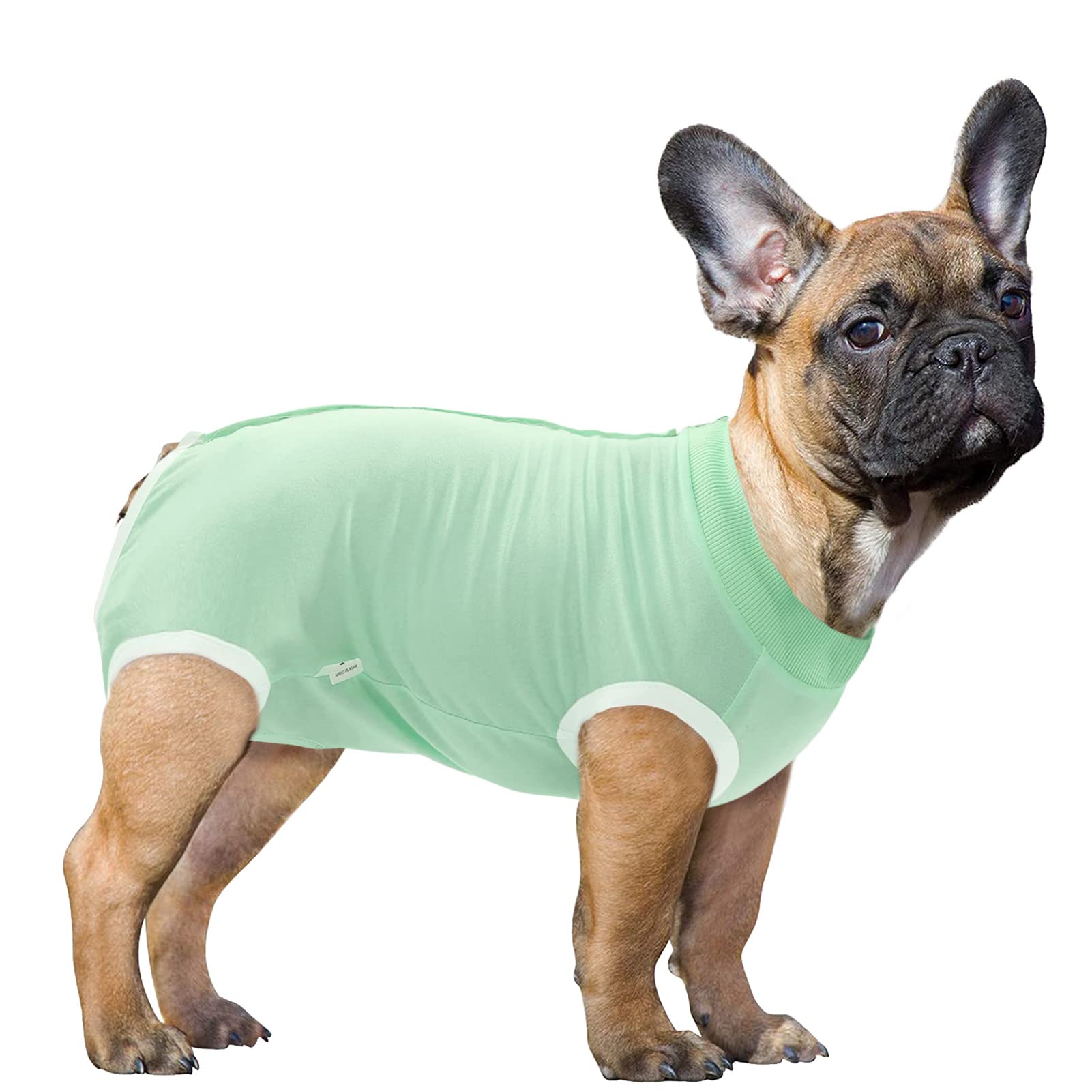 SAWMONG Dog Recovery Suit - Post-Surgery Protective Wear for Female & Male Dogs - Soft Surgical Onesie Alternative to E-Collar Cone - Green, Medium - Ideal for Spay/Neuter Recovery & Wound Protection