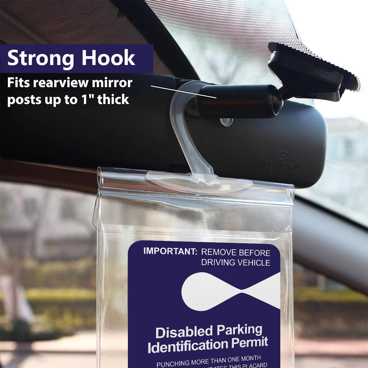 Qisan 2 Pack Disabled Parking Permit Holder - Durable Car Placard Protector with Large Hanger - ADA Compliant Handicap Sign Holder for Vehicles - Perfect for Easy Access and Visibility in Parking Lots