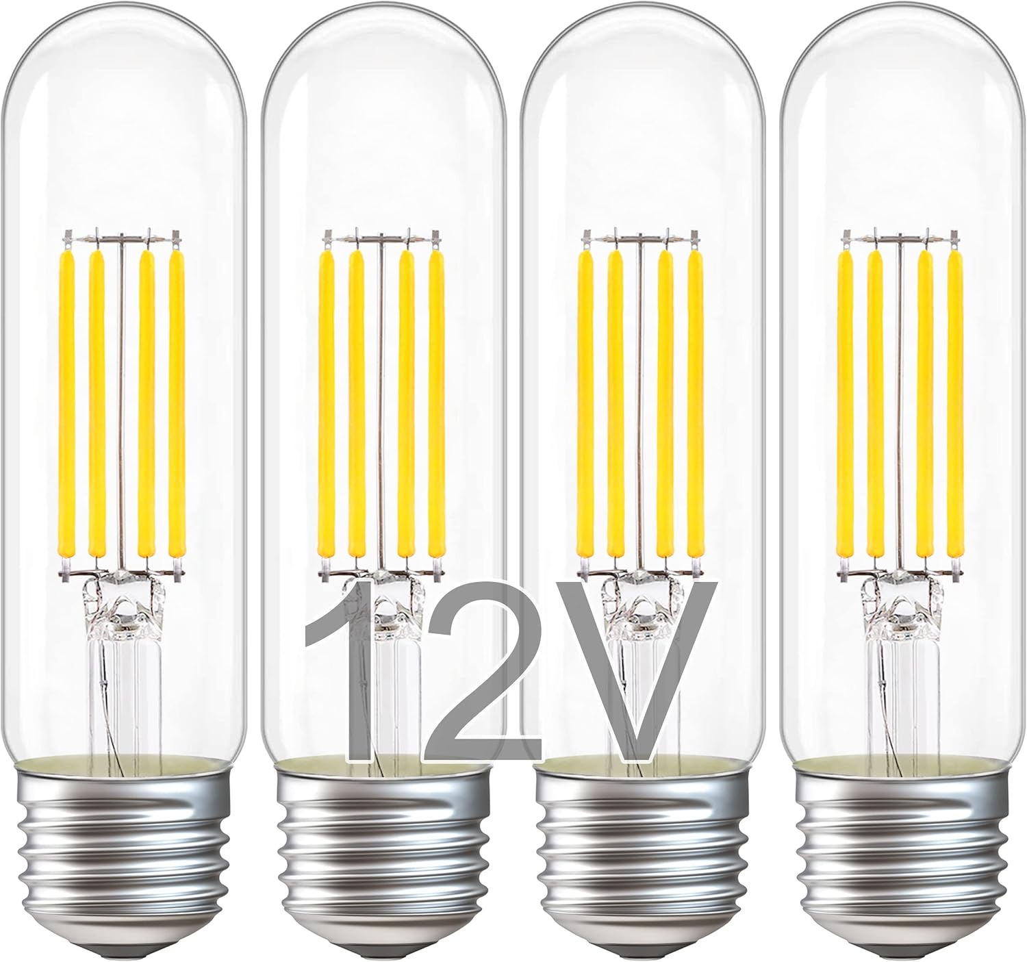 4 Pack T10 12V AC/DC LED E26 Standard Base Light Bulbs - Energy Saving, Dimmable RV Lights for Landscape, Post, and Marine Lighting - Perfect for Camper, Boat, and Outdoor Decor