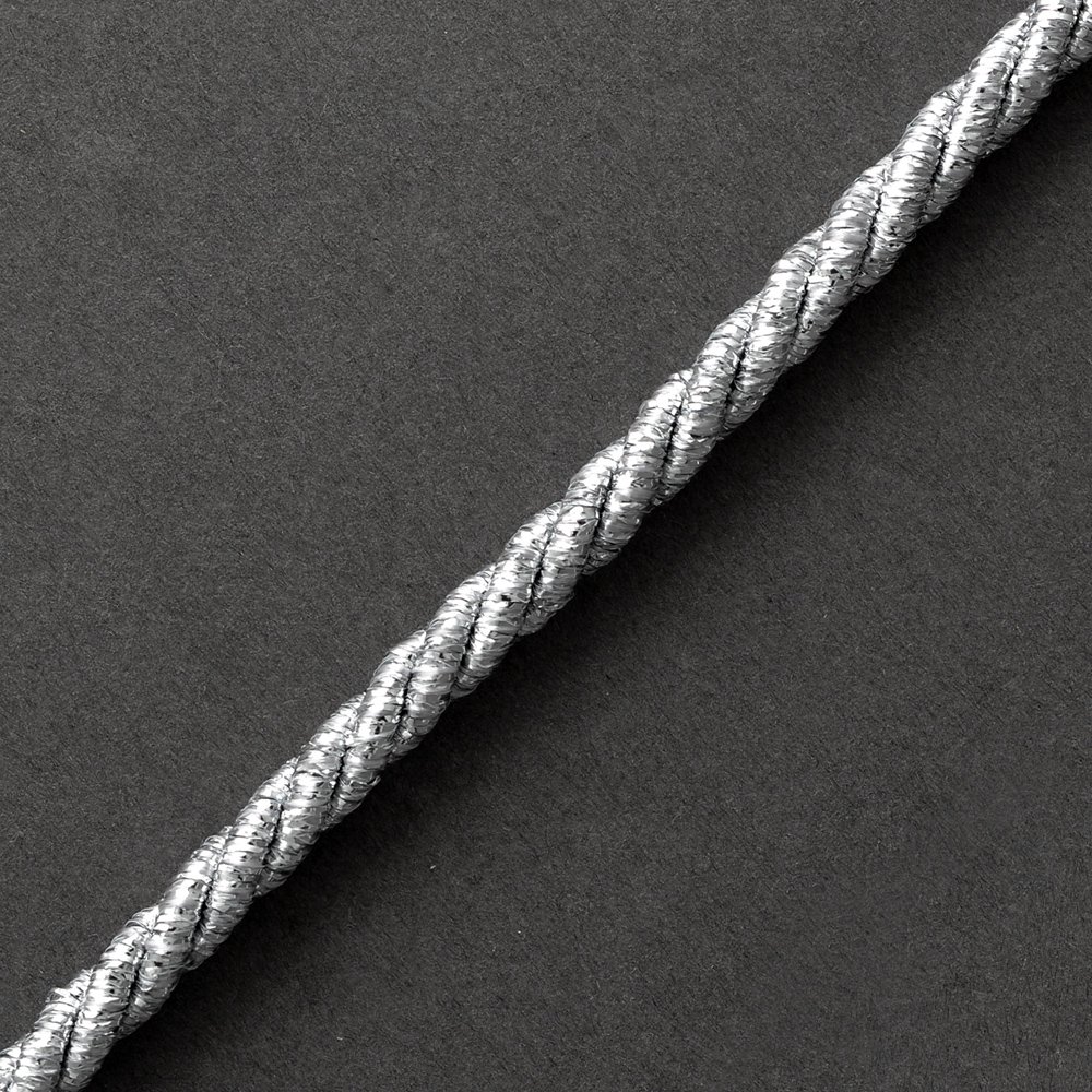5mm Silver Twisted Craft Cord - 3 Yards for DIY Pillows, Lamps, Draperies & Home Decor | STEP-4151 | Perfect for Macrame, Jewelry Making & Gift Wrapping