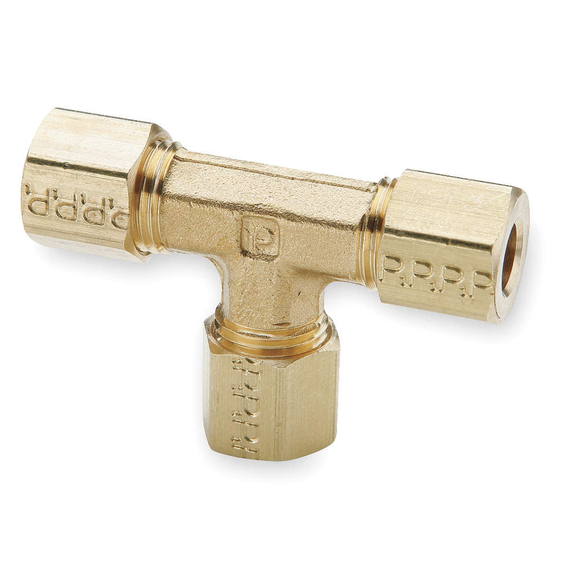 Parker Compression Union Tee Fitting - 3/8 Inch Brass Pipe Connector for Plumbing & Gas Lines - Perfect for Home Repairs & DIY Projects