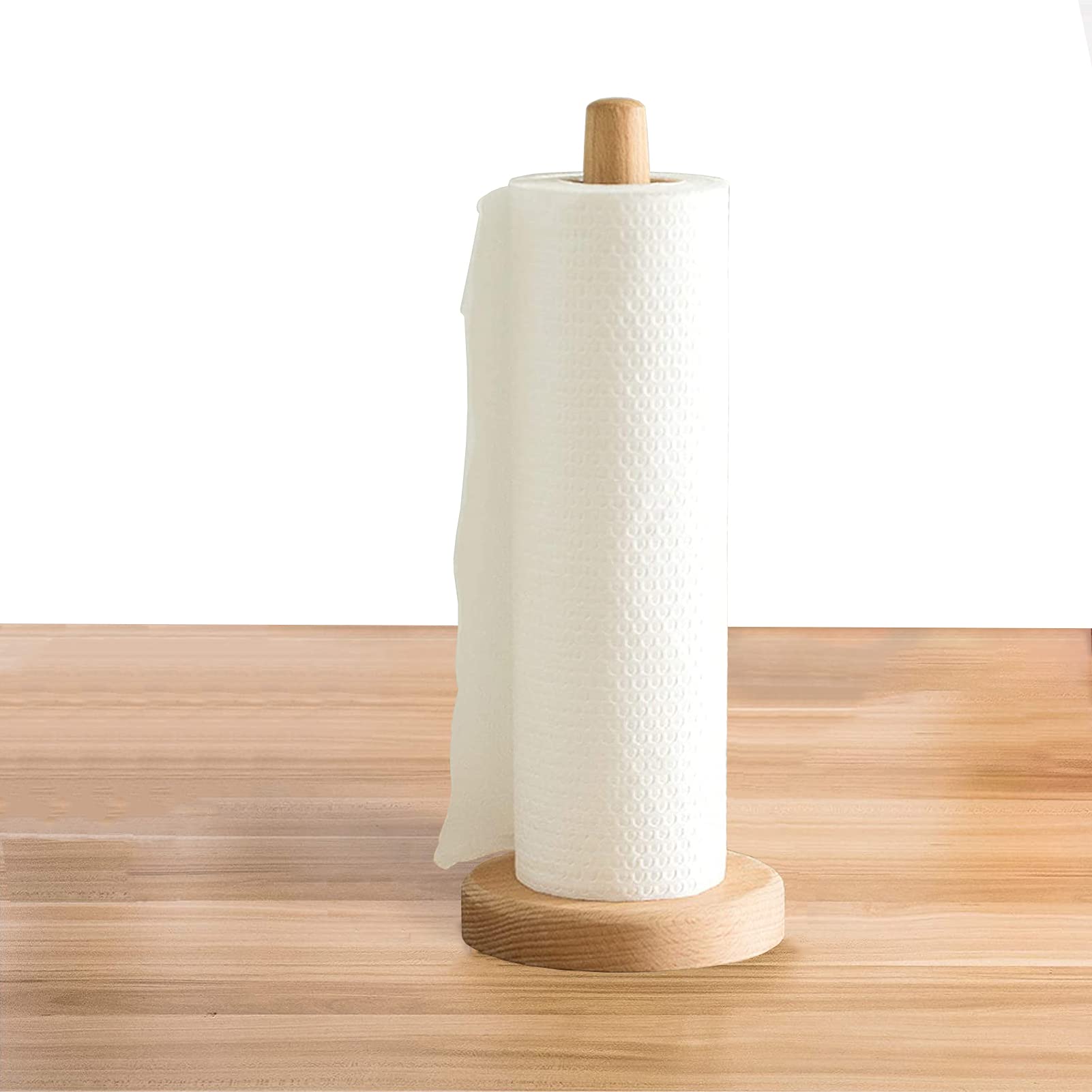 Wooden Paper Towel Holder - Countertop Standing Roll Dispenser Organizer for Kitchen & Dining Table | Rustic Home Decor for Farmhouse, Modern & Traditional Kitchens