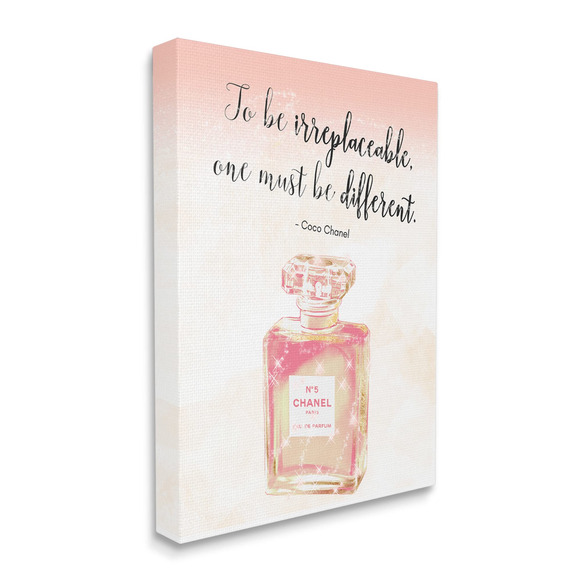 Stupell Industries Fashion Designer Quote Wall Art - 'Being Different' Shimmer Pink Perfume Inspired Decor by Ziwei Li | Perfect for Bedroom, Office & Gift Giving