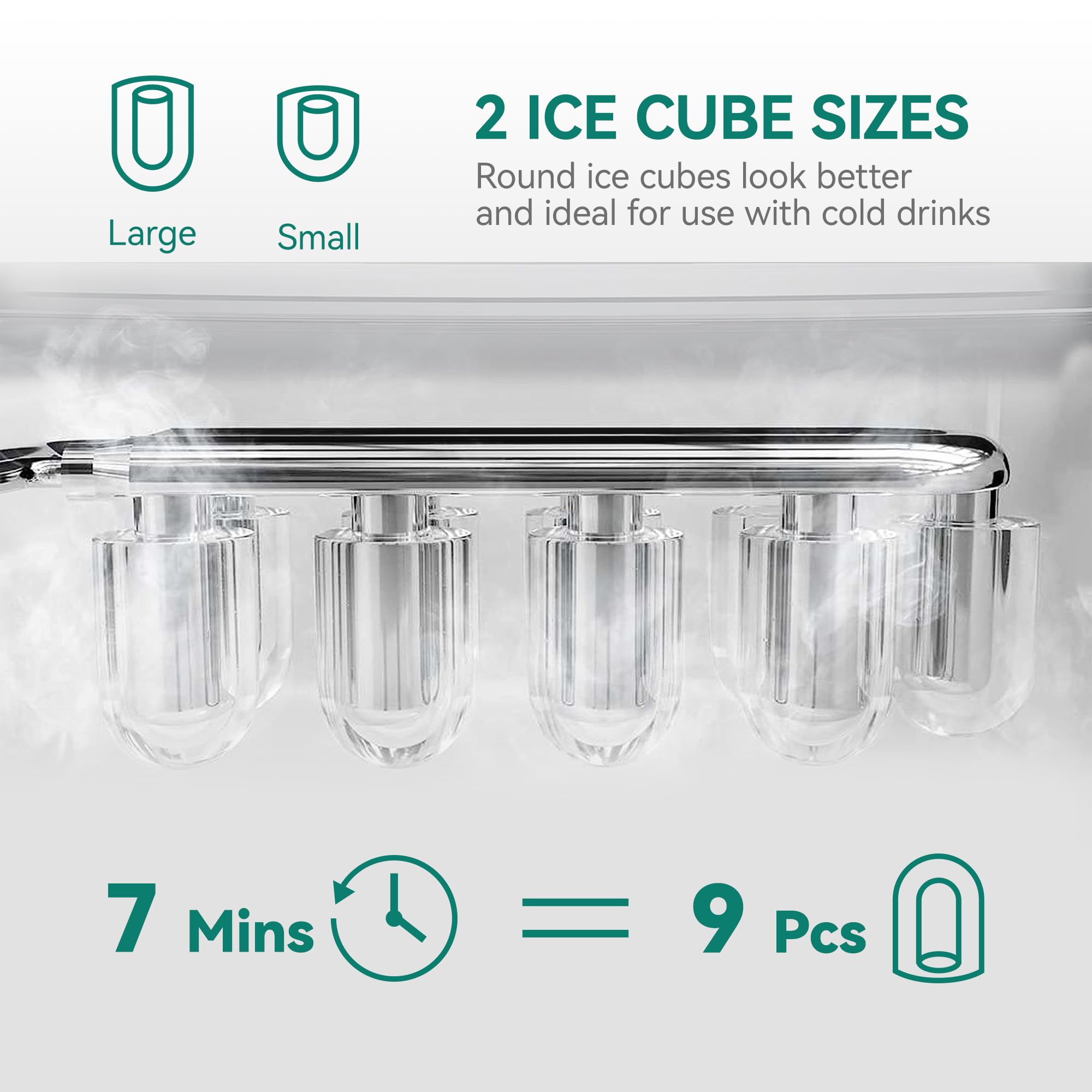 YITAHOME 26LBS/24H Countertop Ice Maker - Stainless Steel Self-Cleaning Ice Machine with 2 Ice Sizes, Ice Scoop & Basket - Perfect for Home Kitchen, Office, Parties & Outdoor Events