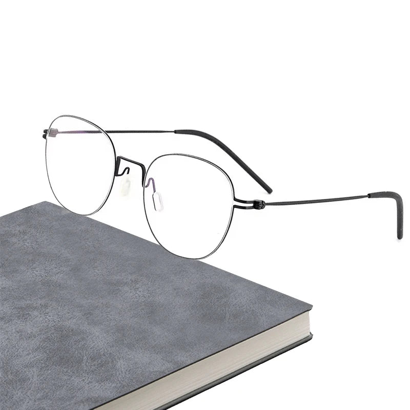 Stylish Black Titanium Oval Eyeglasses for Women - Lightweight Full Rim Screwless Frame | Perfect for Office, Reading & Everyday Wear