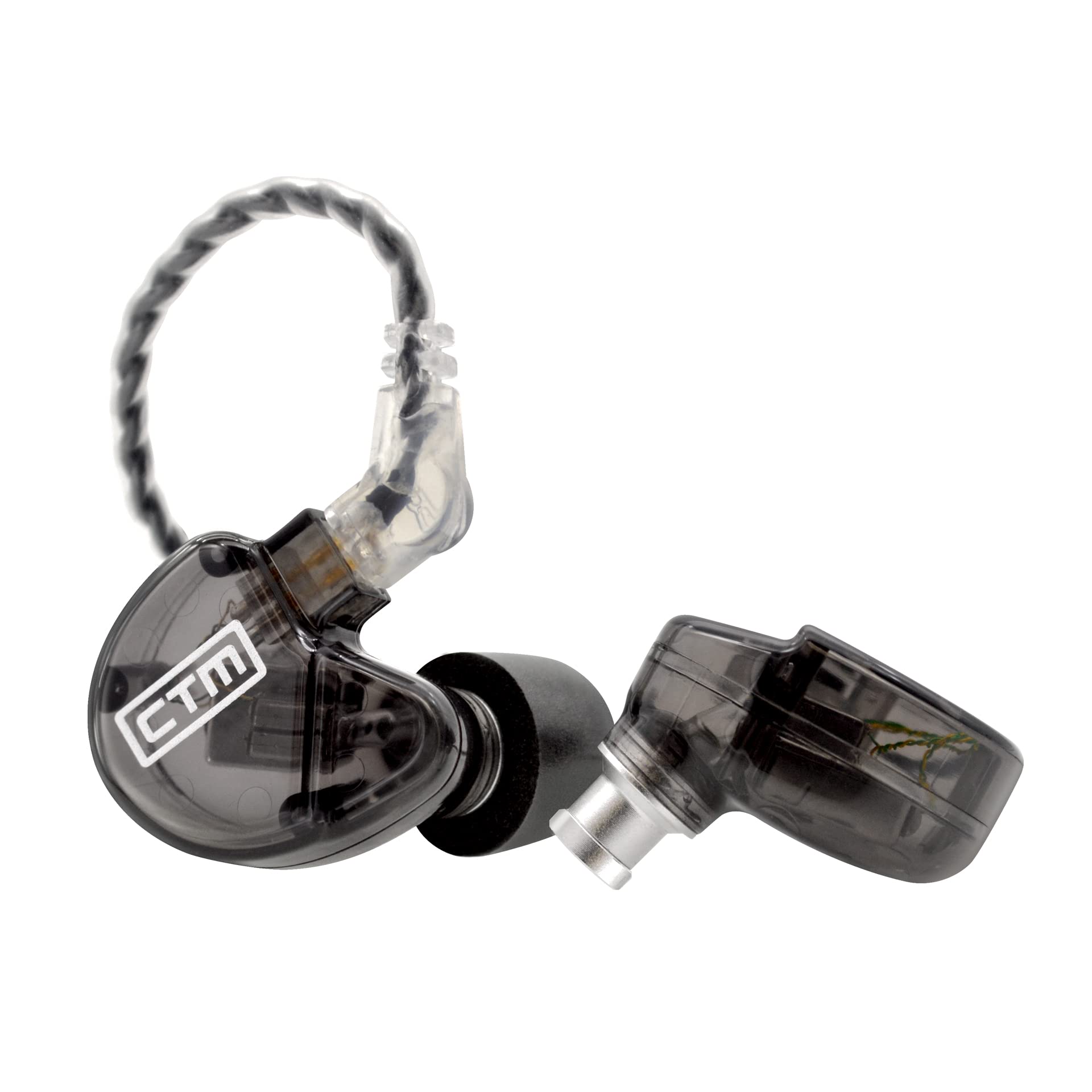 CTM CE320 Triple Driver in-Ear Monitor - Professional Noise Isolating Wired Earbuds with Detachable Cable (Smoke) | Perfect for Musicians, Audiophiles & Studio Recording