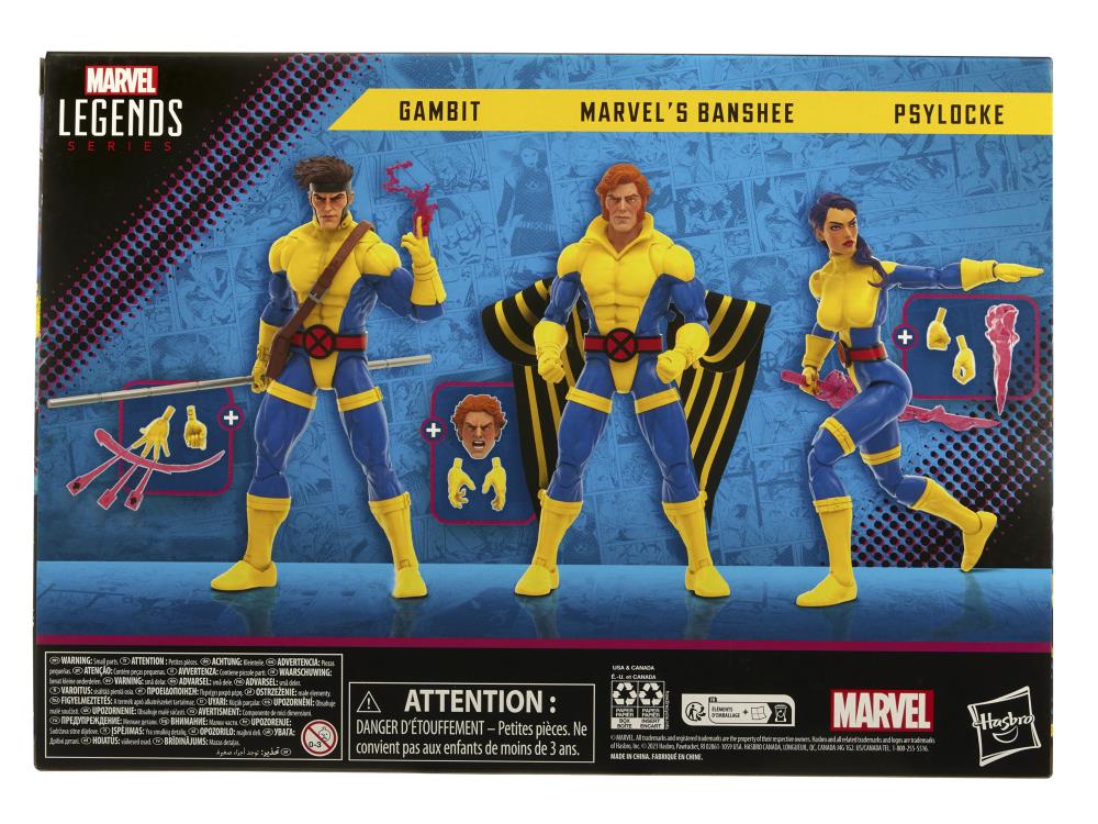 Marvel Legends 60th Anniversary X-Men 3-Pack - Banshee, Gambit & Psylocke Action Figures | Collectible Superhero Toys for Display & Gifts | Perfect for Marvel Fans & Comic Book Collectors