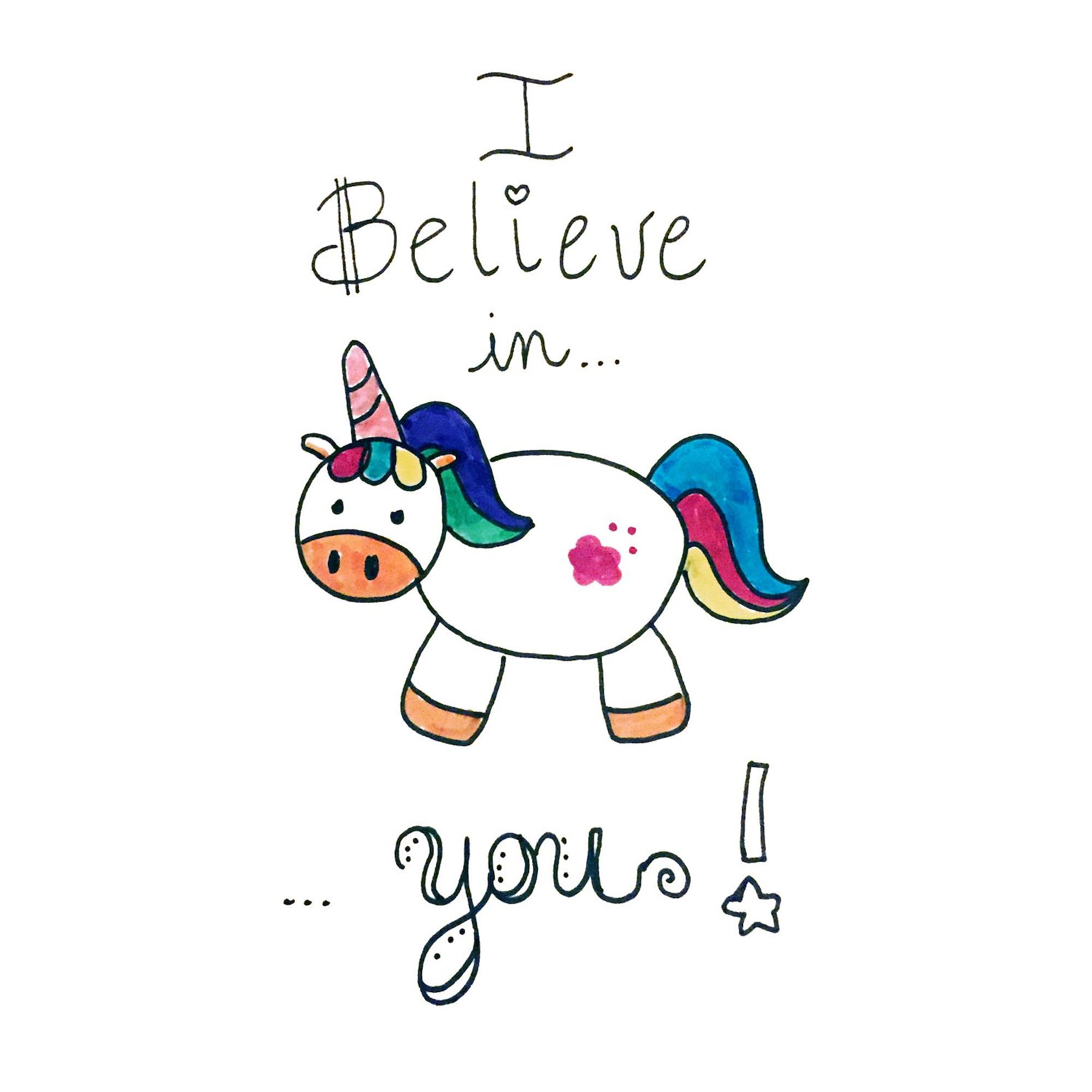 Believe in You! Unicorn Sticker - Square Bumper Decal for Cars, Laptops & Water Bottles | Motivational Gift for Kids, Teens & Unicorn Lovers