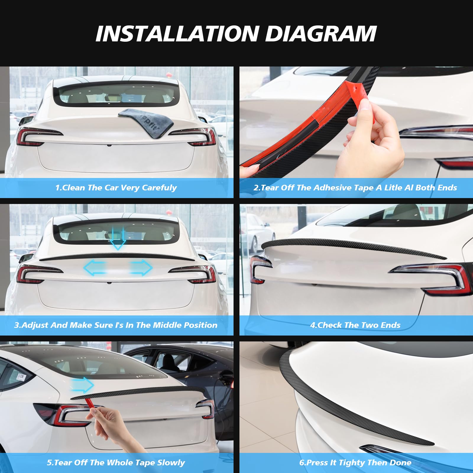 2025 Upgraded Real Carbon Fiber Spoiler for Tesla Model 3 Highland 2024-2025 | Sporty Rear Trunk Lip Wing | Matte Black Tesla Model 3 Accessories | Enhances Aerodynamics & Style for Street Racing & Car Shows