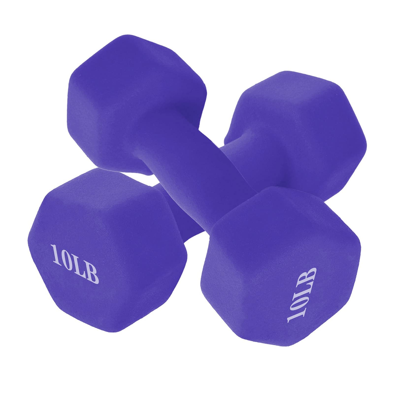 10LB Neoprene Coated Dumbbell Set - Purple Workout Weights for Home Gym, Strength Training & Fitness Exercises - Perfect for Men & Women (Pair of 10-Pound Dumbbells)