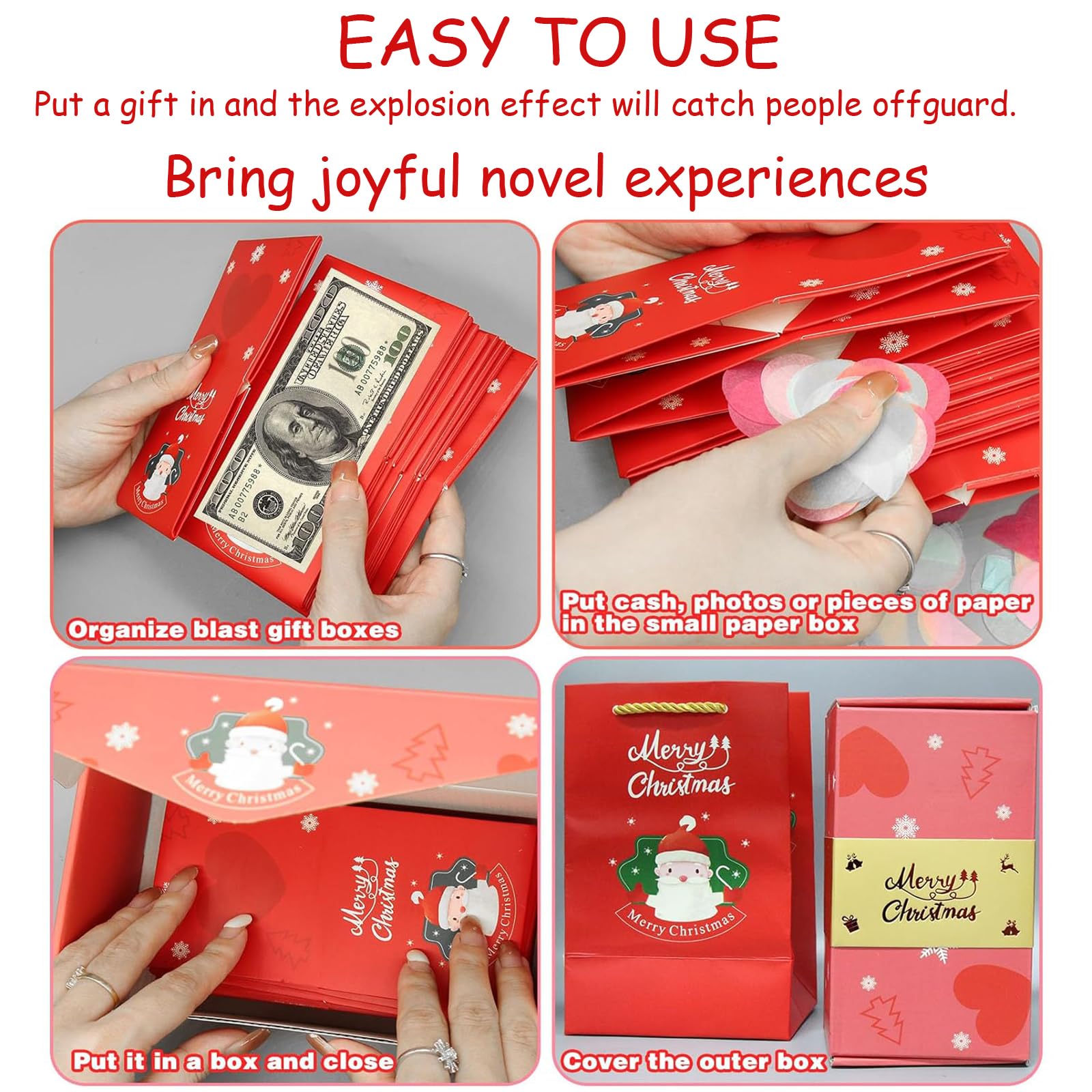2023 Christmas Surprise Gift Box Set - 12 DIY Explosion Bouncing Photo Album & Red Envelope Gift Boxes for Holiday & Birthday Presents | Creative Folding Gift Idea for Kids, Adults, Party Favors