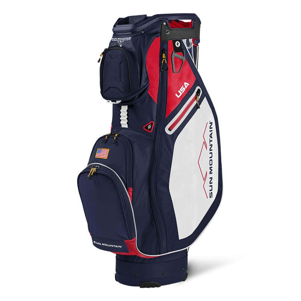 Sun Mountain Sync Cart Golf Bag 2021 - Navy/White/Red - Lightweight Stand Bag with 14-Way Divider, Cooler Pocket & Umbrella Sleeve - Perfect for Golf Carts & Push Carts
