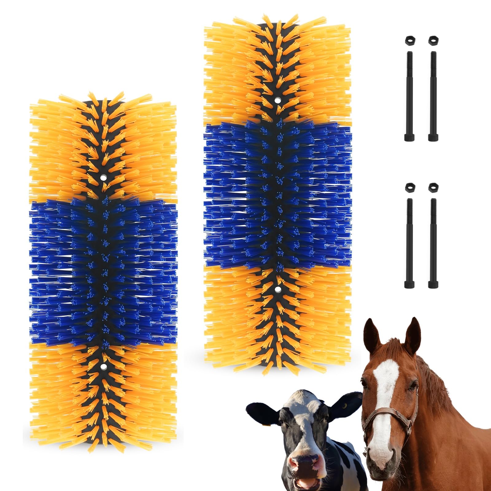 **Livestock Grooming Brush Set - 2 Pack Universal Horse, Cow, Pig, Goat Massage & Sweat Scraper Kit for Itch Relief & Coat Care - Perfect for Barn, Stable & Farm Animal Care**