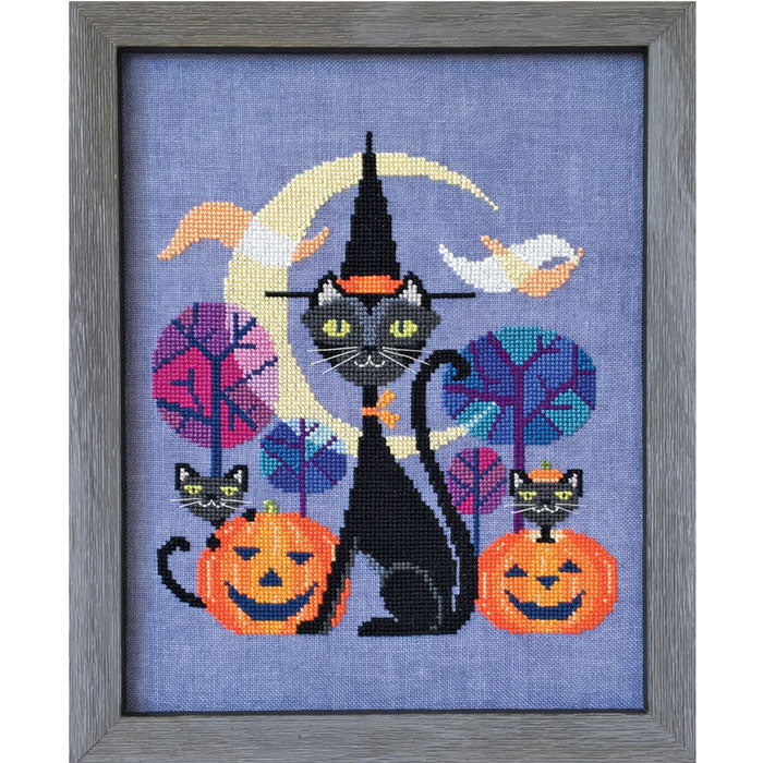 Halloween Cat Cross Stitch Pattern PDF - DIY Embroidery Kit for Beginners - Perfect for Halloween Decor, Pillows & Wall Art