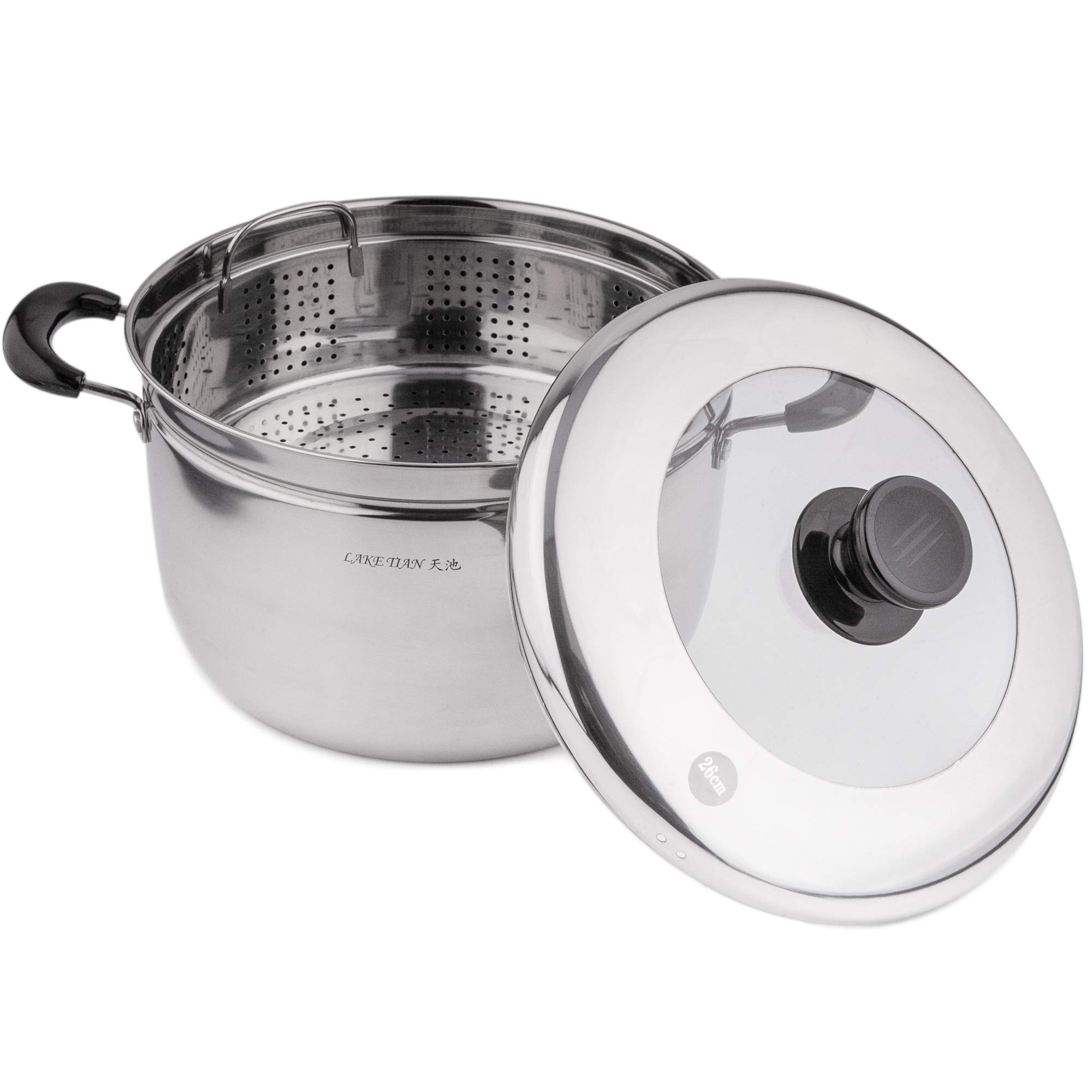 Premium 2-Tier Stainless Steel Steamer Pot Set with Insert Basket & Tempered Glass Lid - 6QT (22cm/8.7in) - Dishwasher Safe Cookware for Healthy Cooking - Perfect for Vegetables, Dumplings, Seafood & Meal Prep