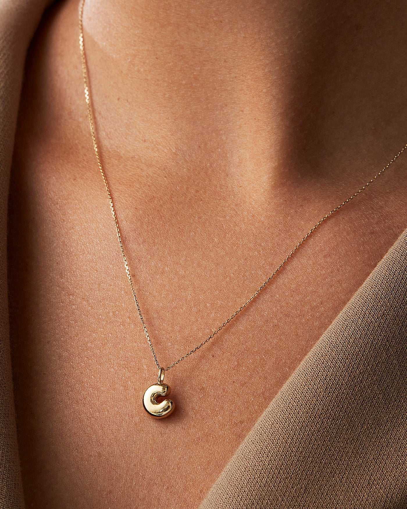 14K Gold Bubble Letter Necklace - Personalized Initial Pendant for Women - Perfect for Gifts, Birthdays, Anniversaries & Everyday Wear