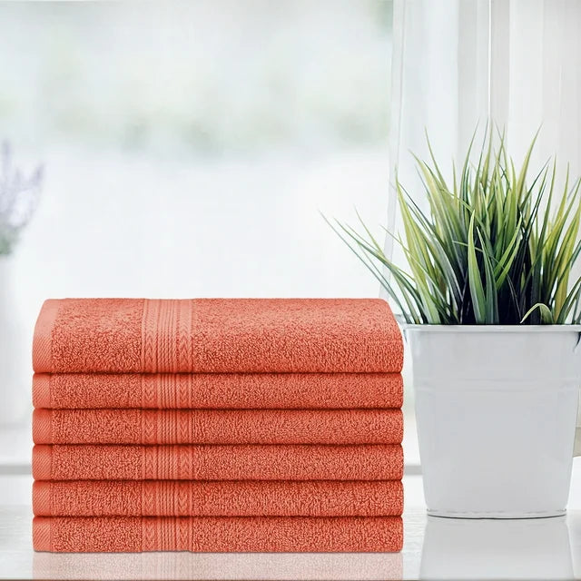 Premium 6-Piece Organic Cotton Hand Towel Set - Soft, Absorbent & Eco-Friendly - Perfect for Bathroom, Kitchen & Guest Use