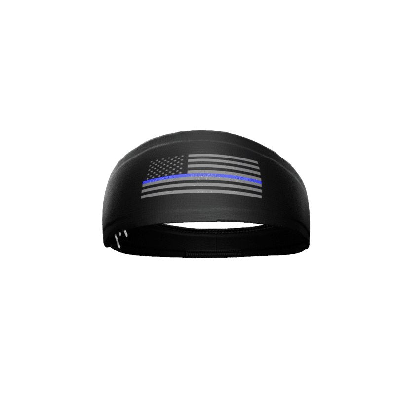 Tactical Thin Blue Line USA Flag Headband - Patriotic Sweatband for Police Support, Running & Outdoor Activities