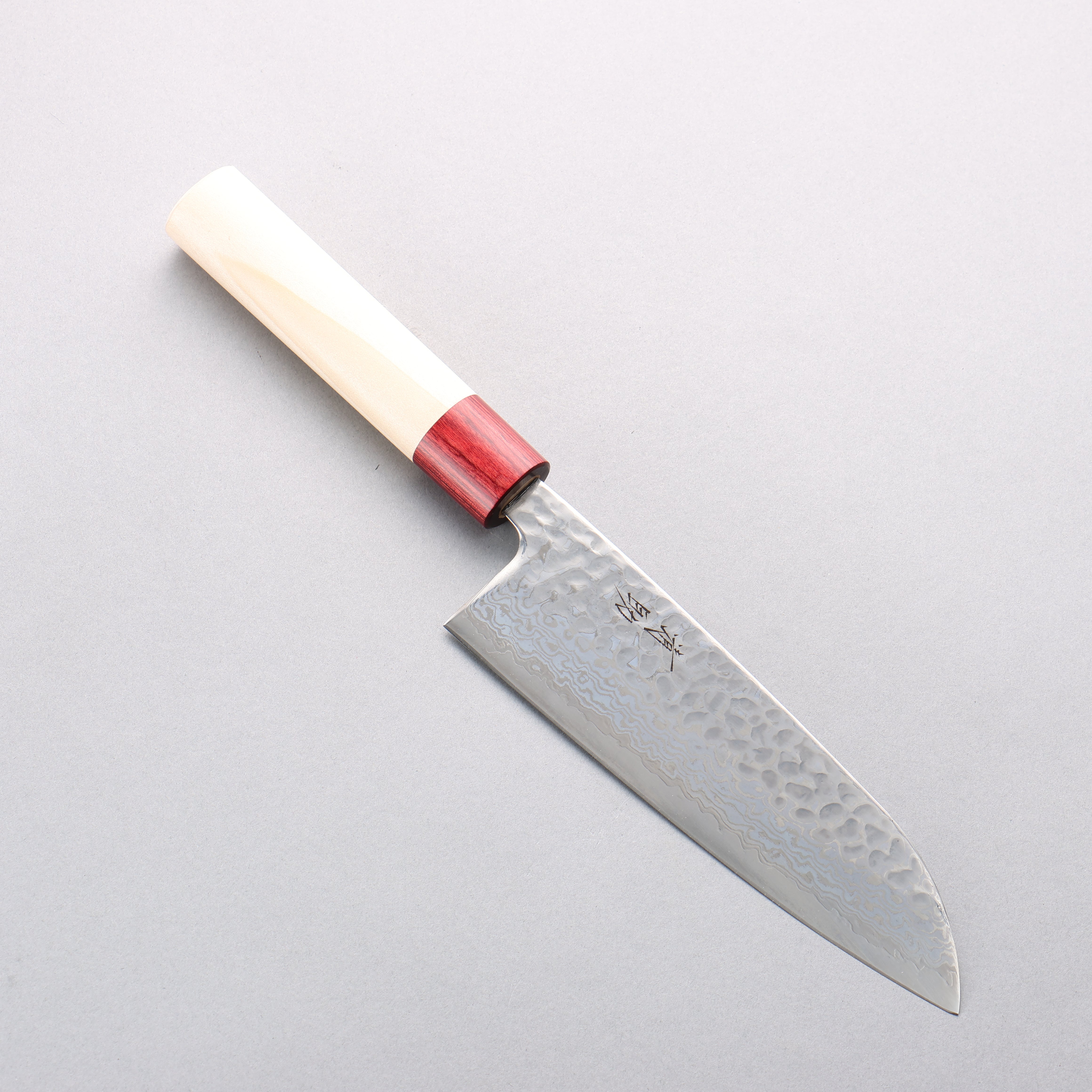 Premium Seisuke Geppaku Silver Steel No.3 Hammered Damascus Santoku Knife - 170mm Magnolia Wood Handle - Japanese Chef Knife for Slicing, Dicing & Chopping Vegetables, Meat & Fish