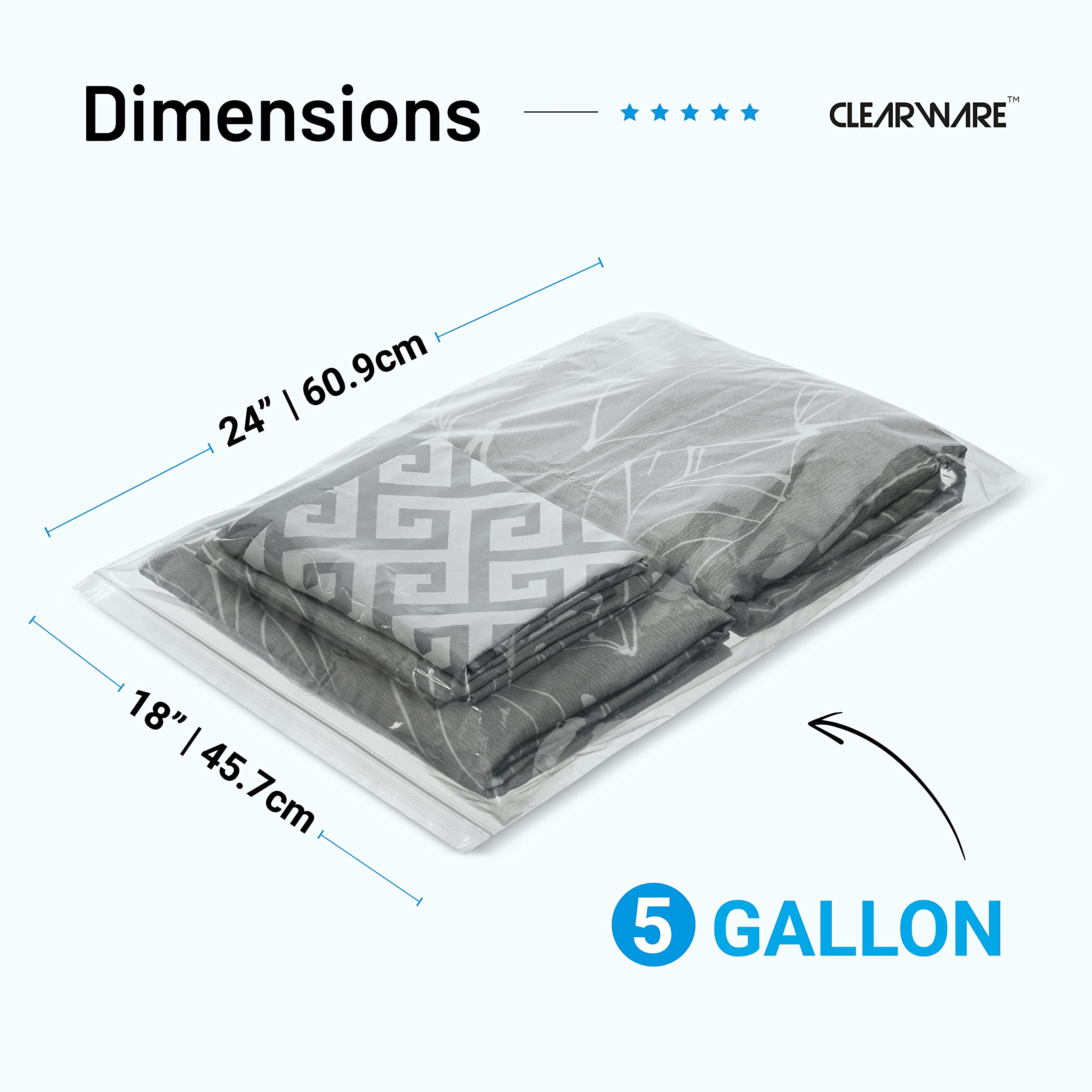 50 Large 5 Gallon Zipper Storage Bags 18