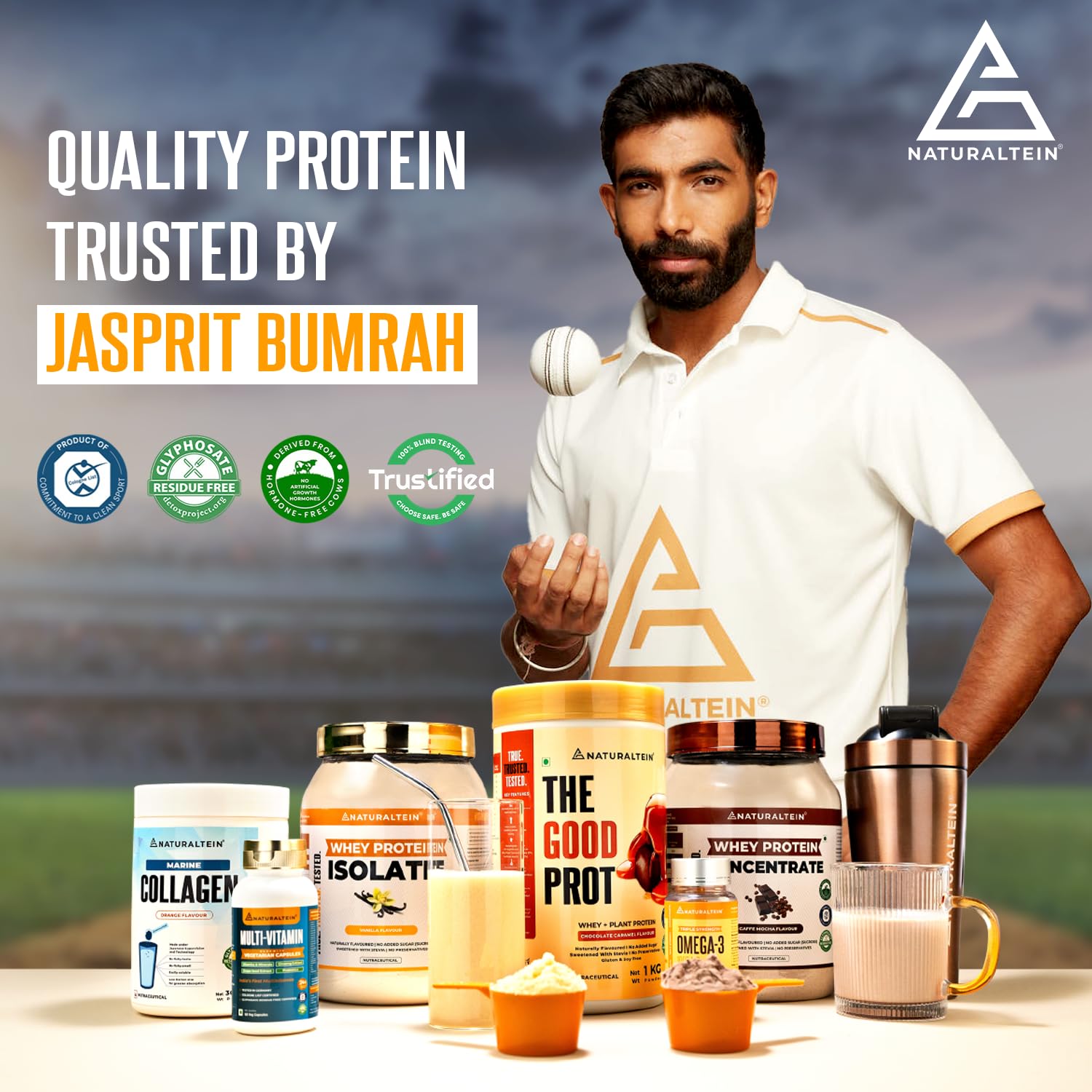 NATURALTEIN Vegan Plant-Based Protein Powder (Rice & Pea) - Chocolate Flavor - 500g with 21g Protein | Gluten Free, Dairy Free, Non-GMO | Perfect for Post-Workout Recovery & Healthy Smoothies