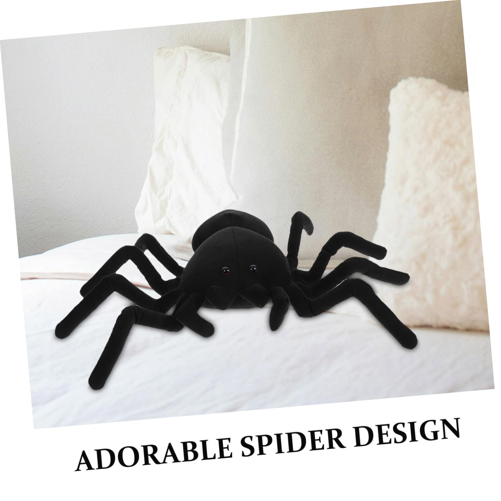 Toyvian Black Spider Plush Pillow - Realistic Simulation Ghost Spider, Large Jumping Spider Stuffed Toy for Halloween Decor, Kids Room, and Themed Parties