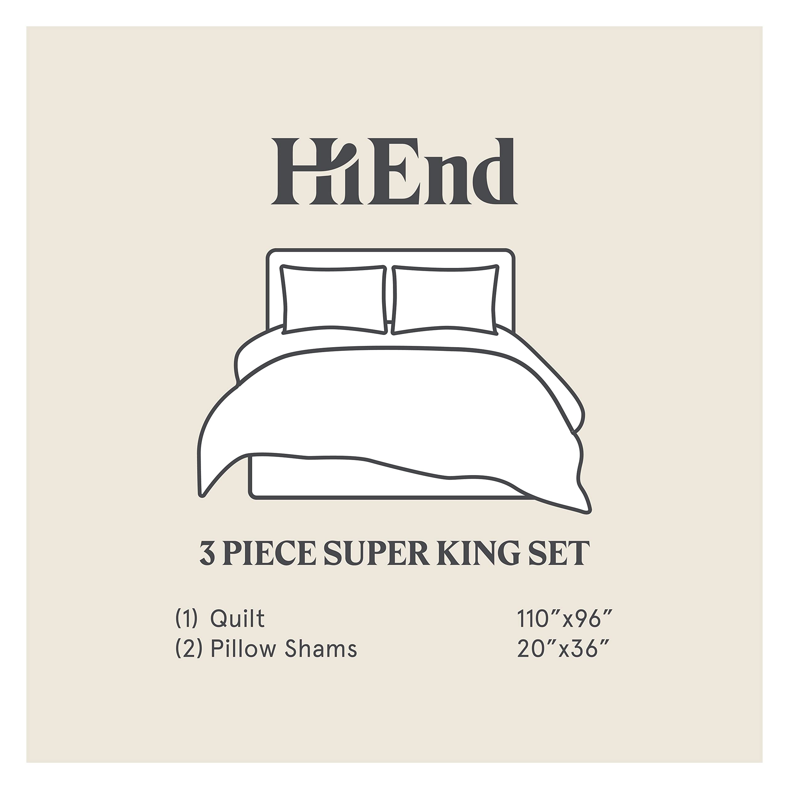 Luxury HiEnd Accents Salado 3-Piece Quilt Set with Pillow Shams - Super King Size Cotton Reversible Bedding, Floral Medallion Design for Romantic Farmhouse Style - Perfect for Master Bedroom, Guest Room & Cozy Home Decor