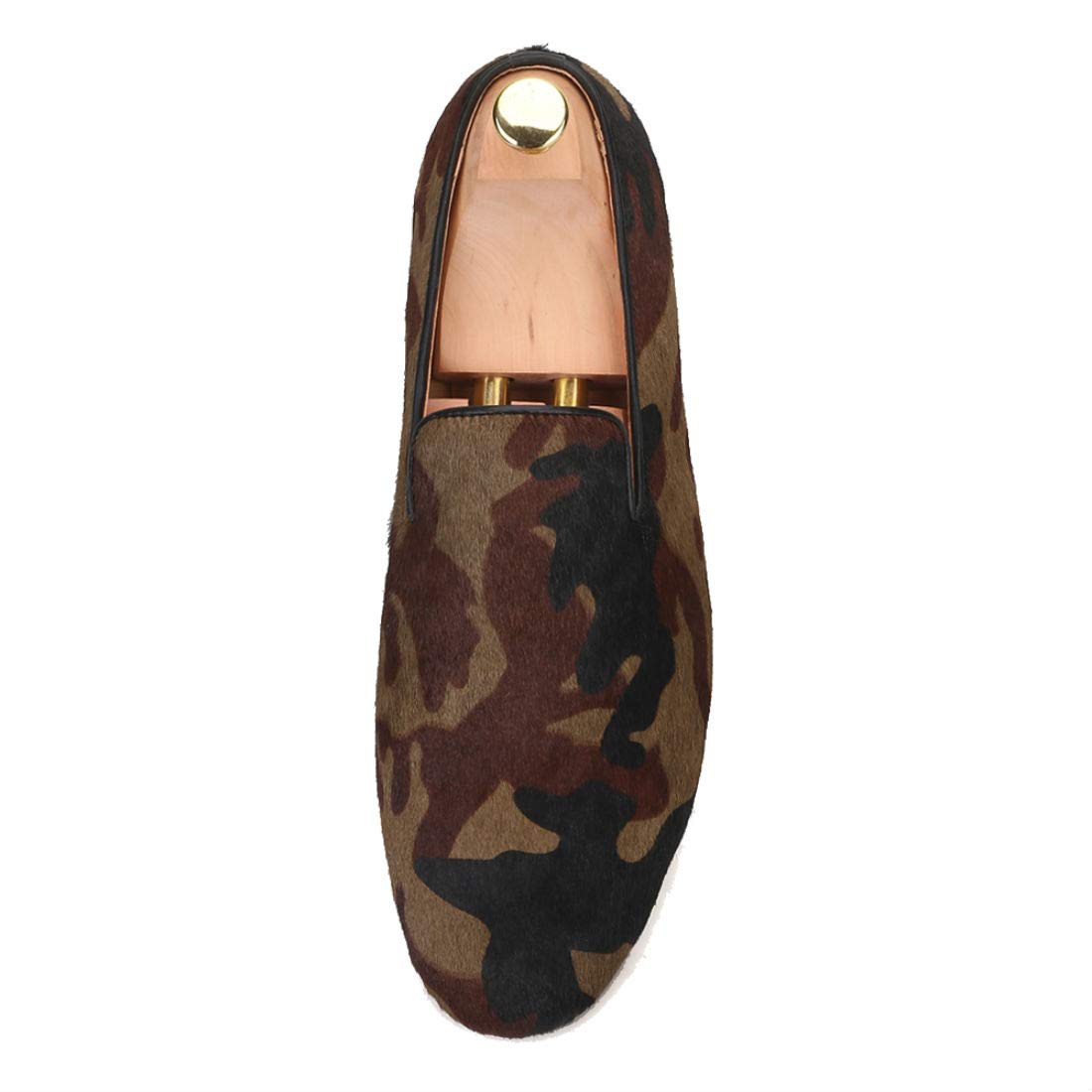FERUCCI Men's Dark Brown Horse Hair Camouflage Loafers - Comfortable Casual Slip-On Shoes for Indoor & Outdoor Wear