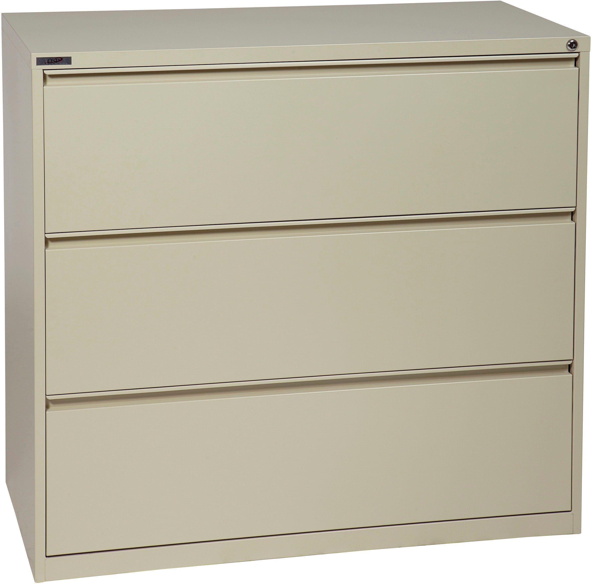 Office Star 3 Drawer Lateral File Cabinet with Removable Core Lock & Adjustable Glides - Secure Storage for Home Office or Business Documents [LF3]
