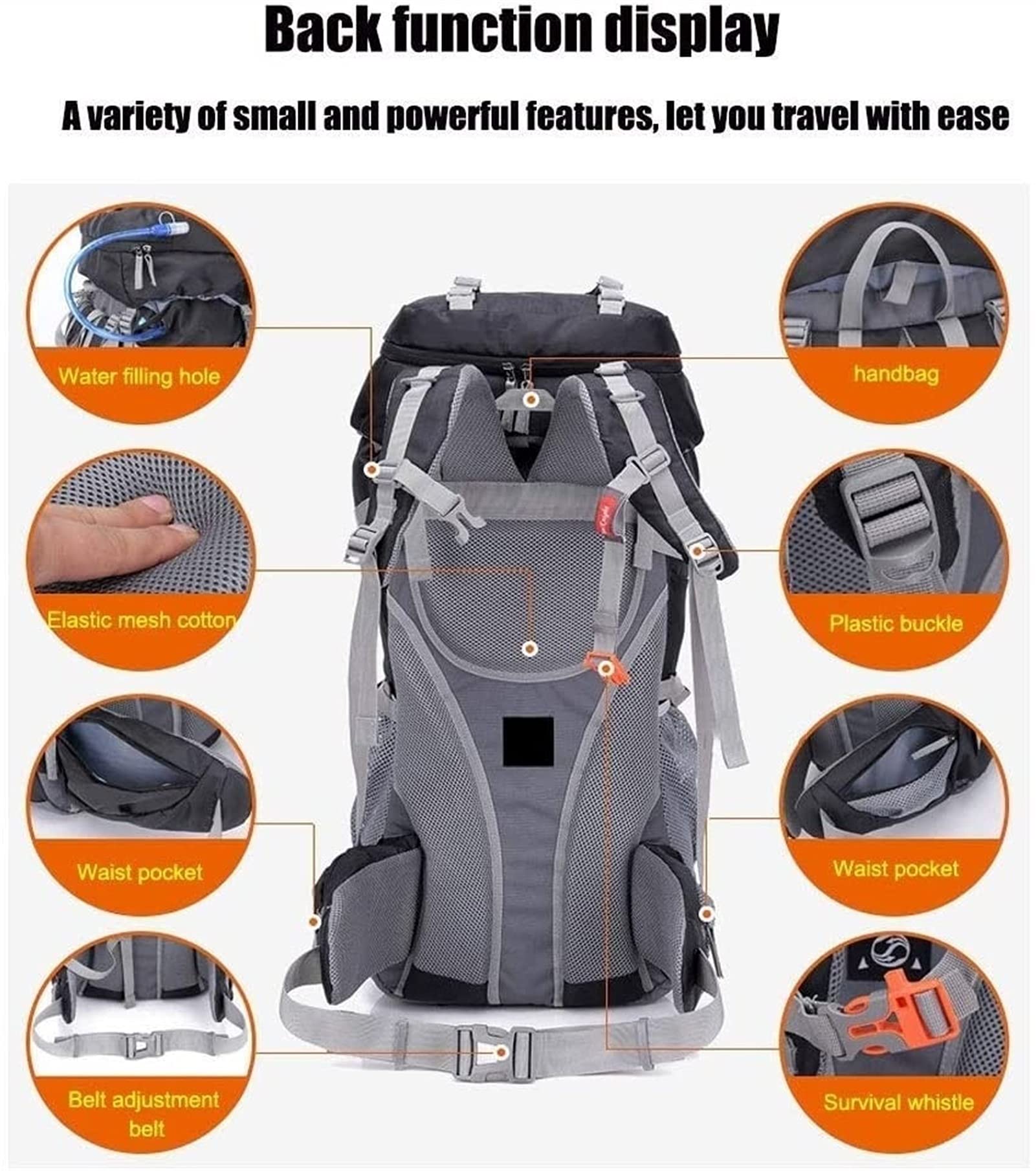 60L Lightweight Hiking Backpack - Waterproof Travel Daypack with Rain Cover for Outdoor Adventures, Camping & Trekking | Color: Blue