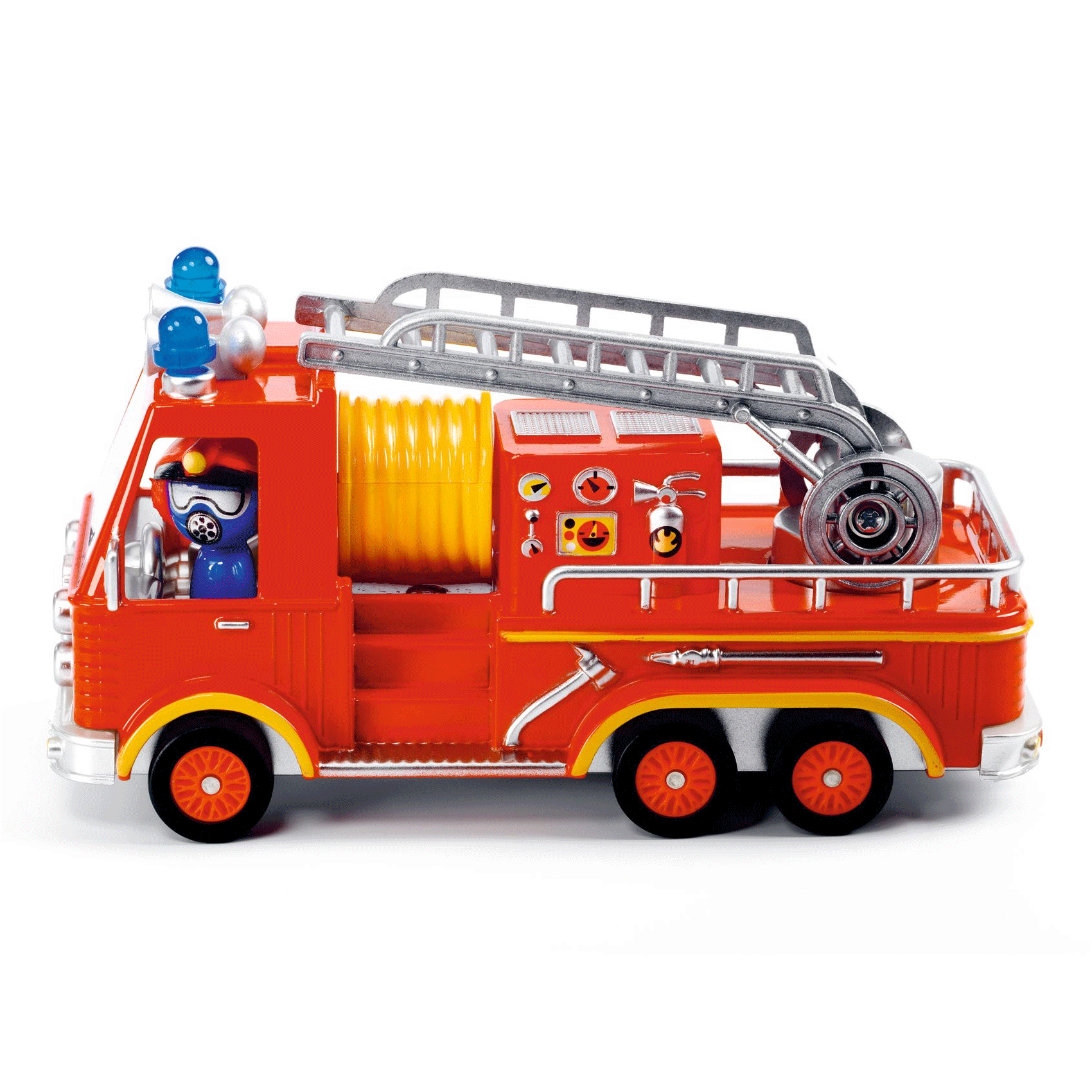 Captain Fire Crazy Motors by Djeco - Exciting Wooden Racing Car Toy for Kids - Perfect for Pretend Play & Adventure Games