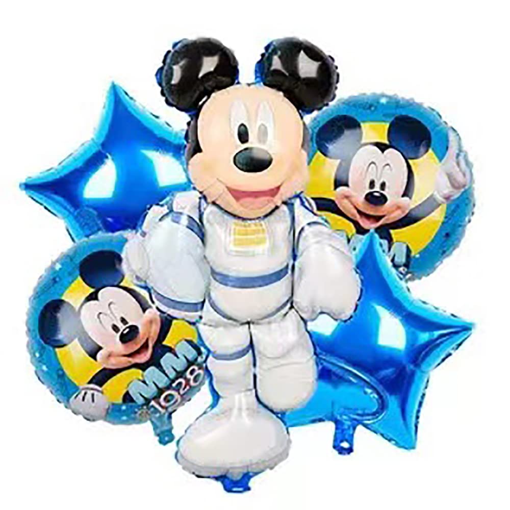 5-Pack Large Mickey Mouse Foil Balloons for Birthday Party Decorations - Kids & Adult Disney Theme Party Supplies - Perfect for Baby Showers, Graduations, and Celebrations