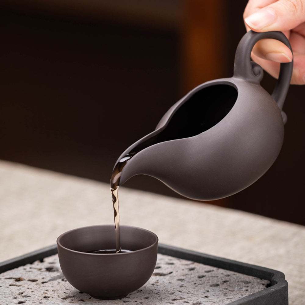 Premium Purple Clay Tea Set with Solid Wood Tea Tray - Authentic Yixing Style for Gongfu Tea Ceremony, Perfect for Home, Office & Gift Giving